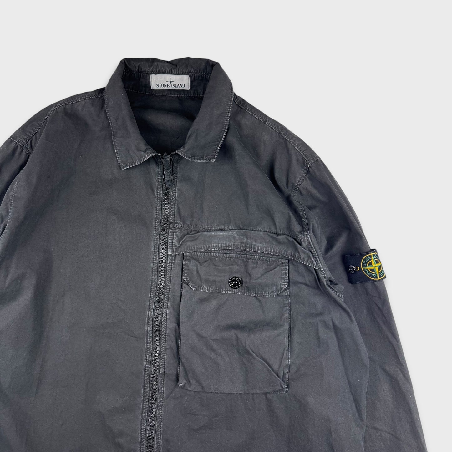 Stone Island Black Full Zip Overshirt 3XL