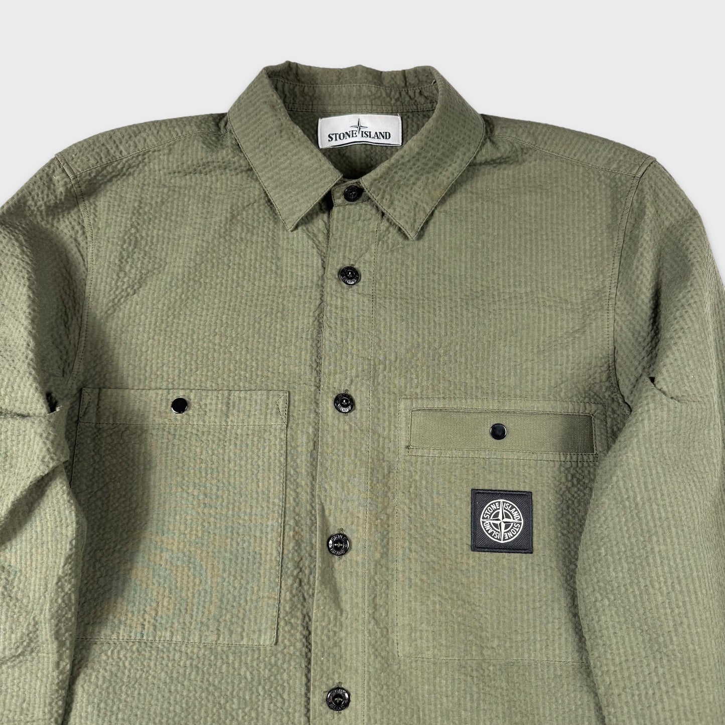 Stone Island Seersucker Olive Overshirt S