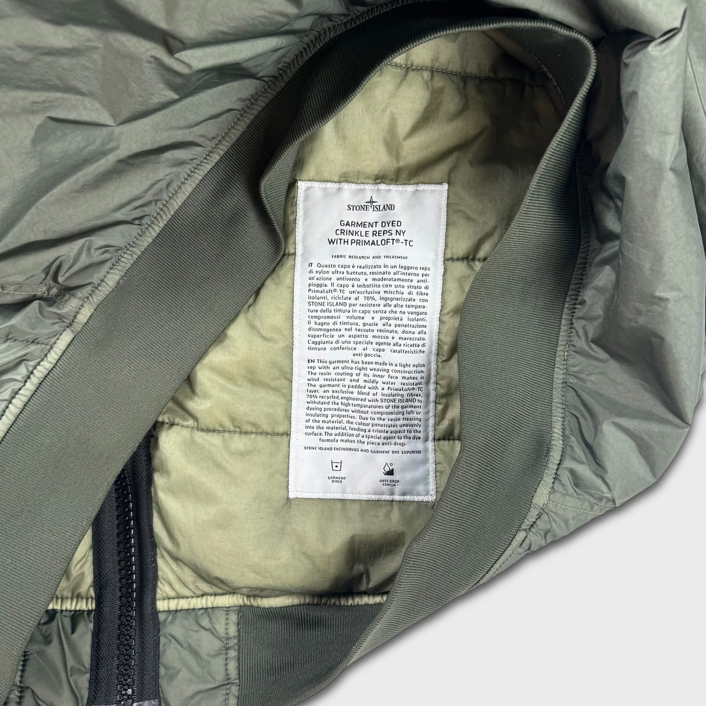Stone Island Garment Dyed Crinkle Reps NY Primaloft Jacket L