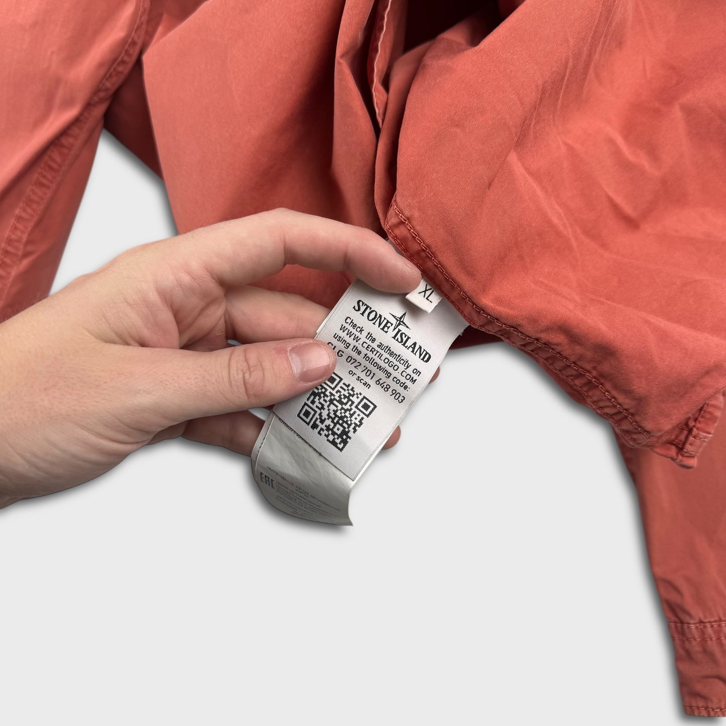 Stone Island Brick Red Full Zip Overshirt XL