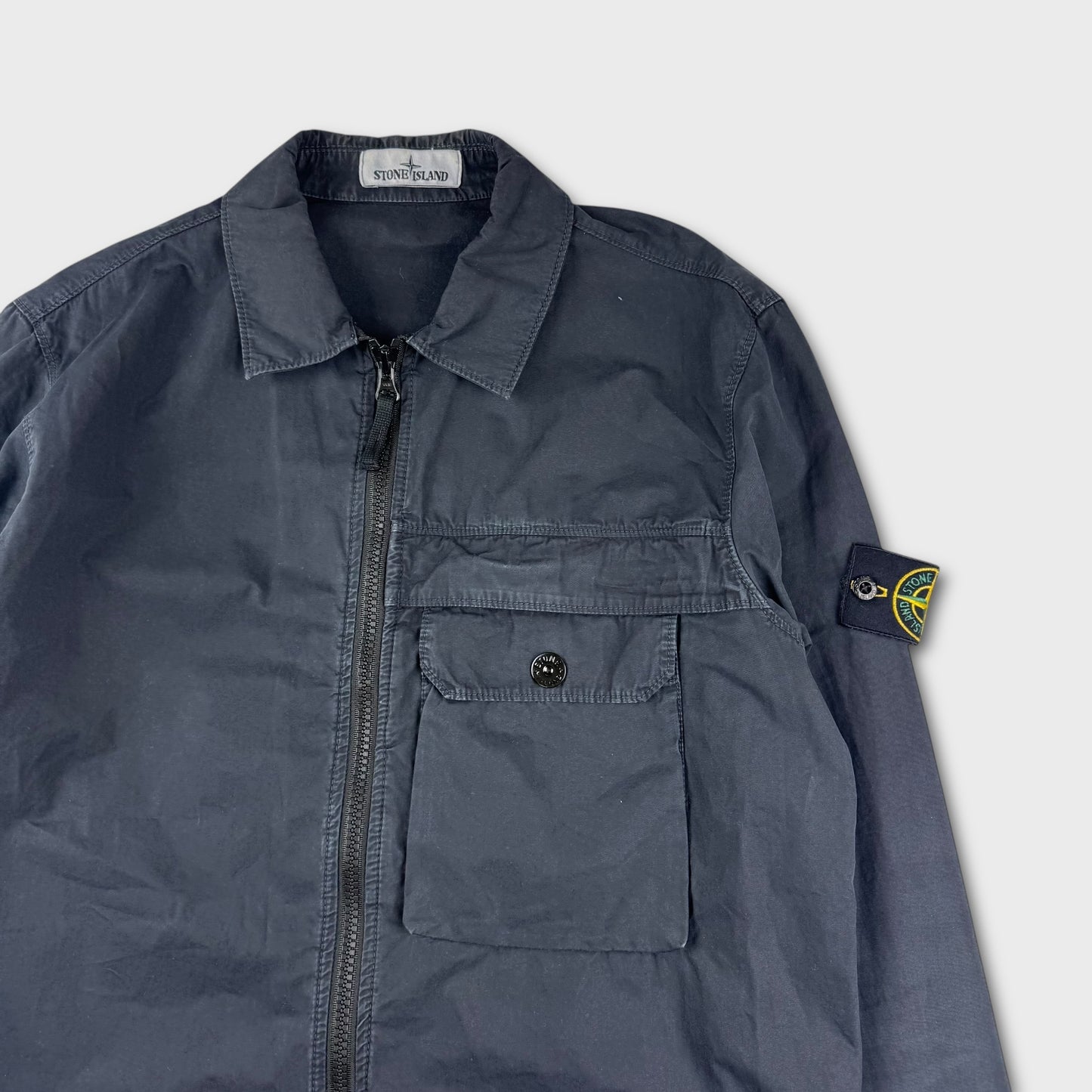 Stone Island Black Full Zip Overshirt L