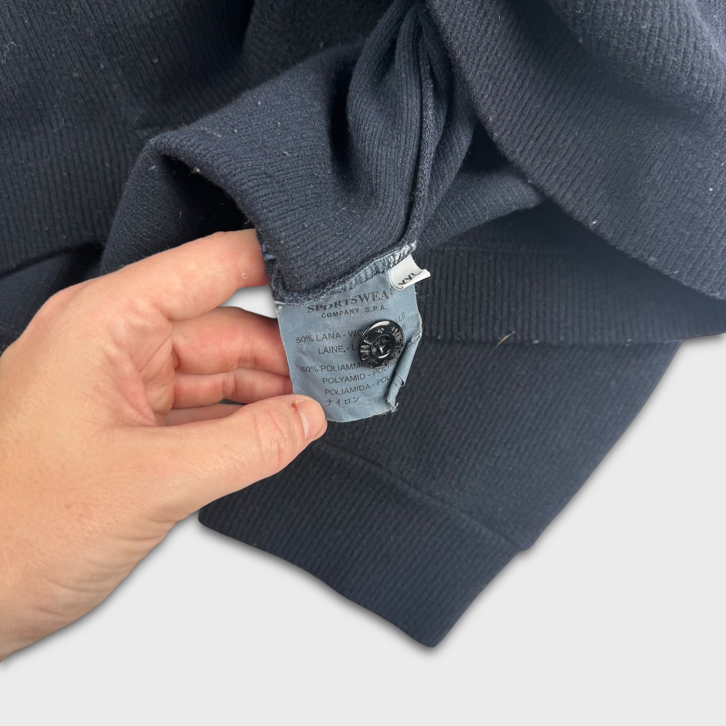 Stone Island Navy 2001 Ribbed Knit 1/4 Zip XXL
