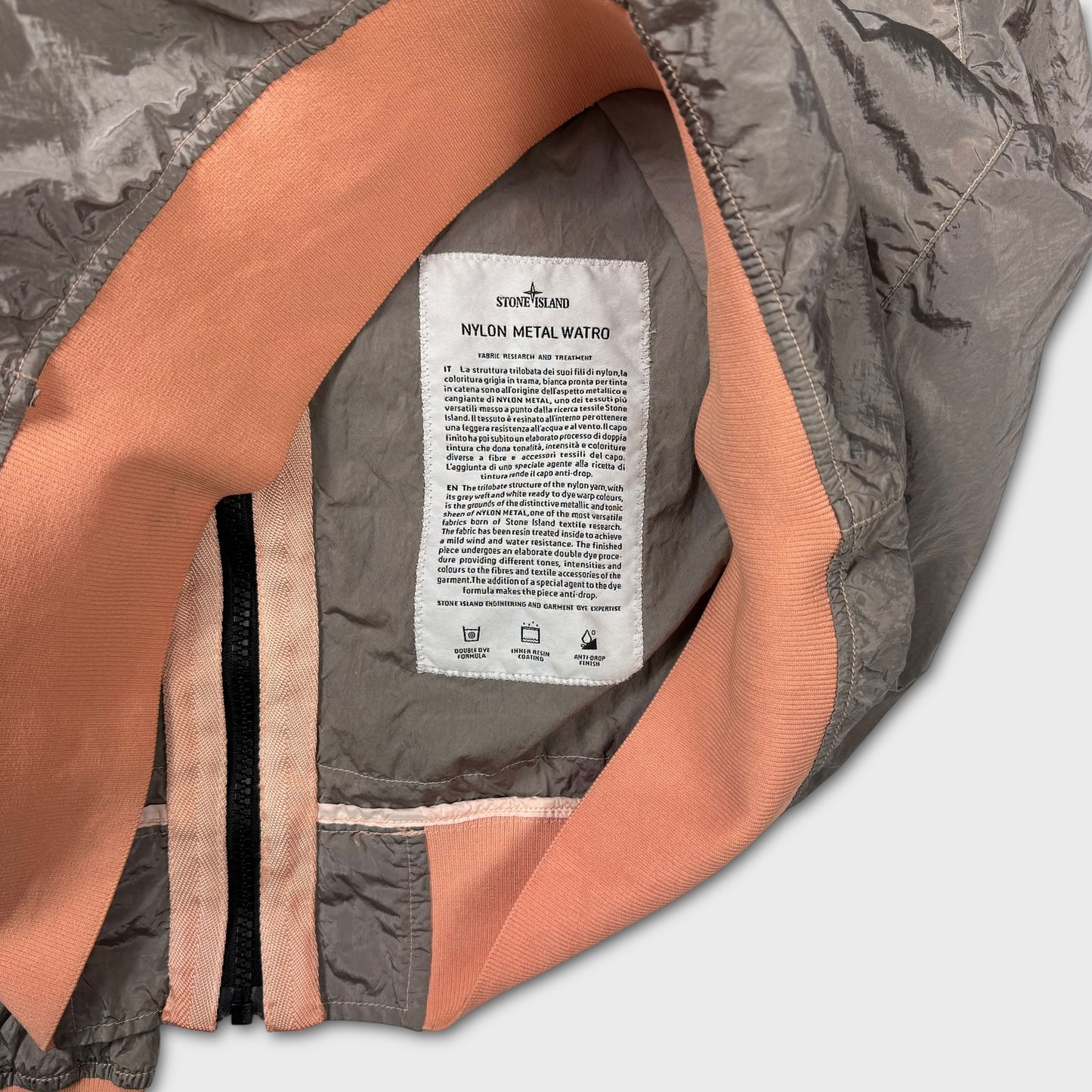 Stone Island Peach / Silver Nylon Metal Watro Jacket L
