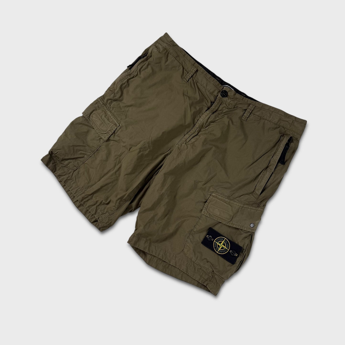 Stone Island Olive Tela Cargo Shorts W36