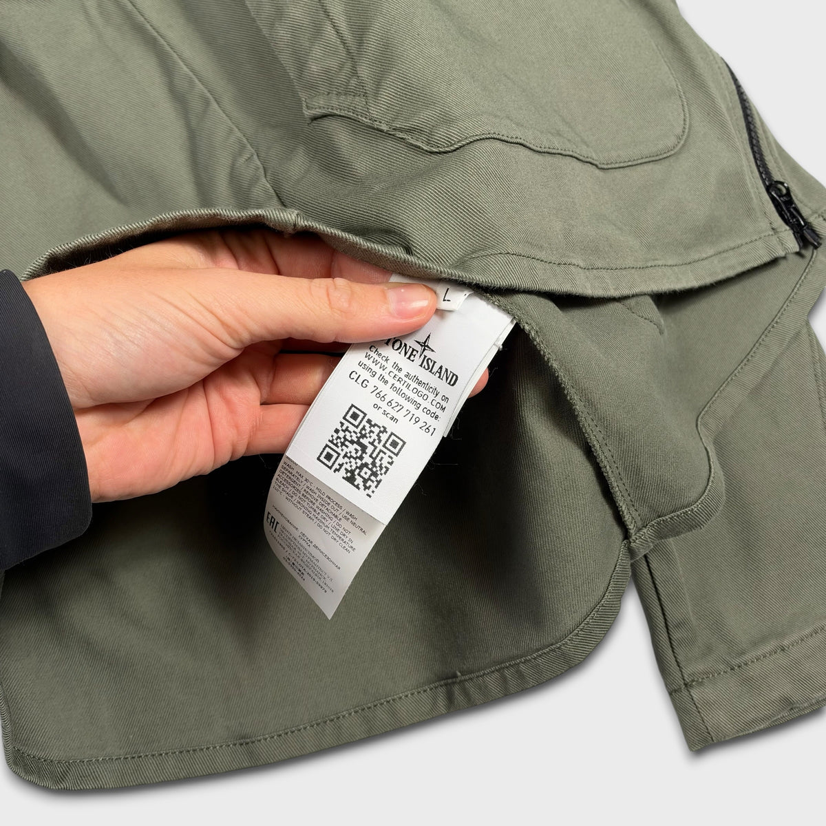 Stone Island Olive Full Zip Overshirt L