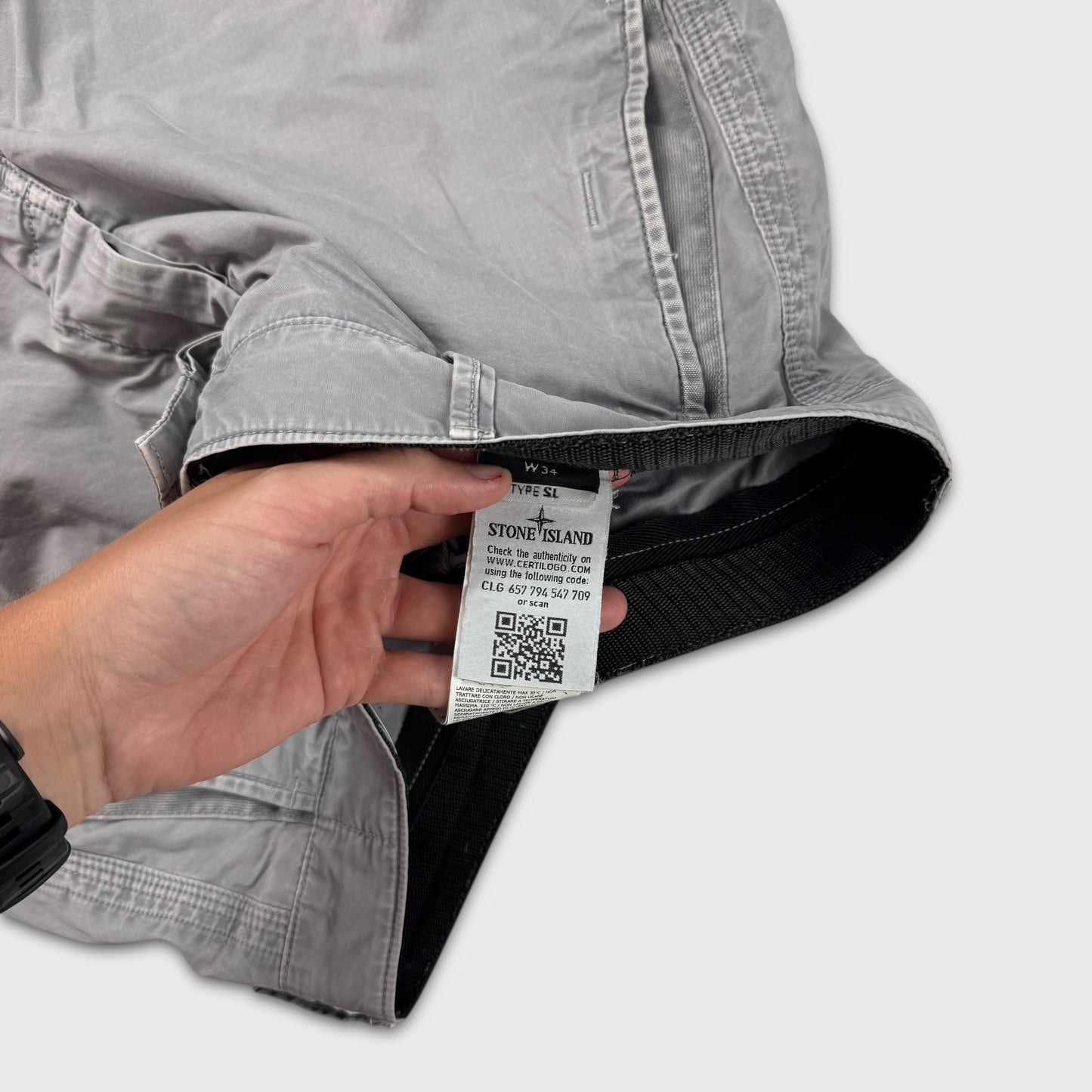 Stone Island Grey Cargo Shorts W34