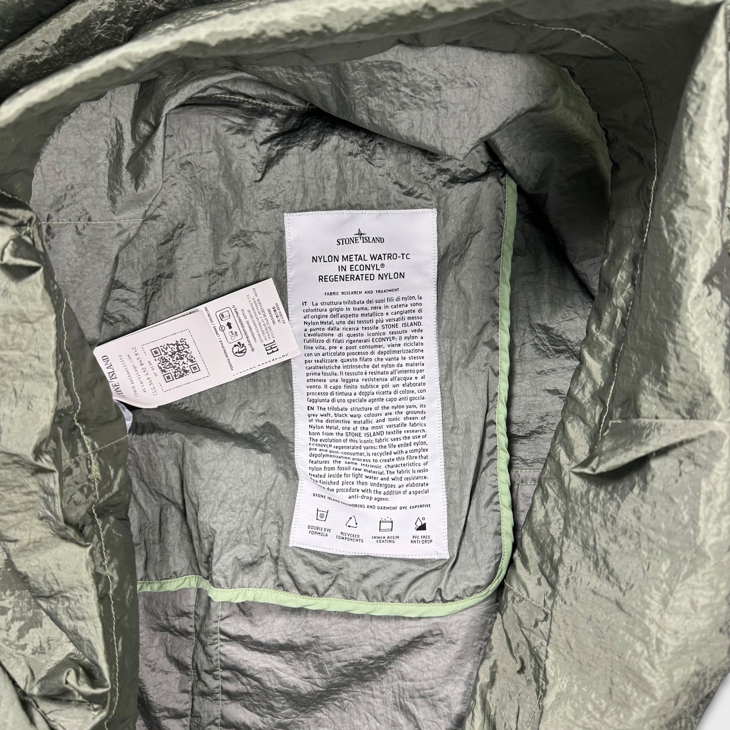 Stone Island Nylon Metal Watro-TC Regenerated Econyl Nylon Smock Jacket L
