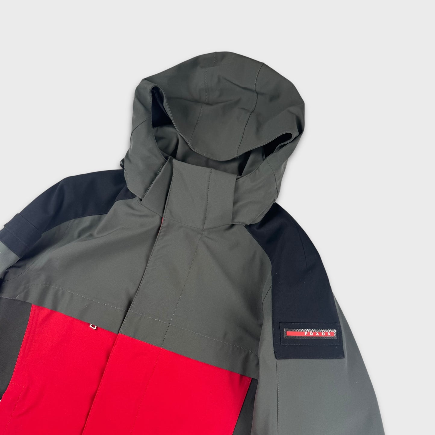 Prada Sport Two-Tone Red / Grey Ski Jacket L/XL