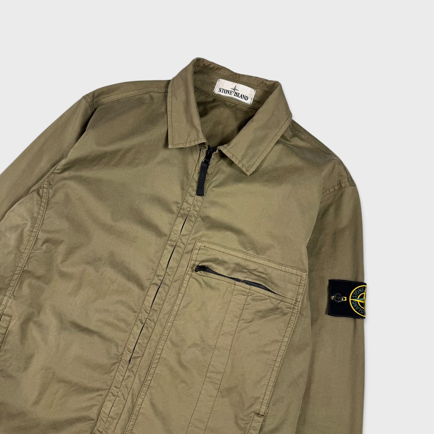 Stone Island Olive Full Zip Overshirt M