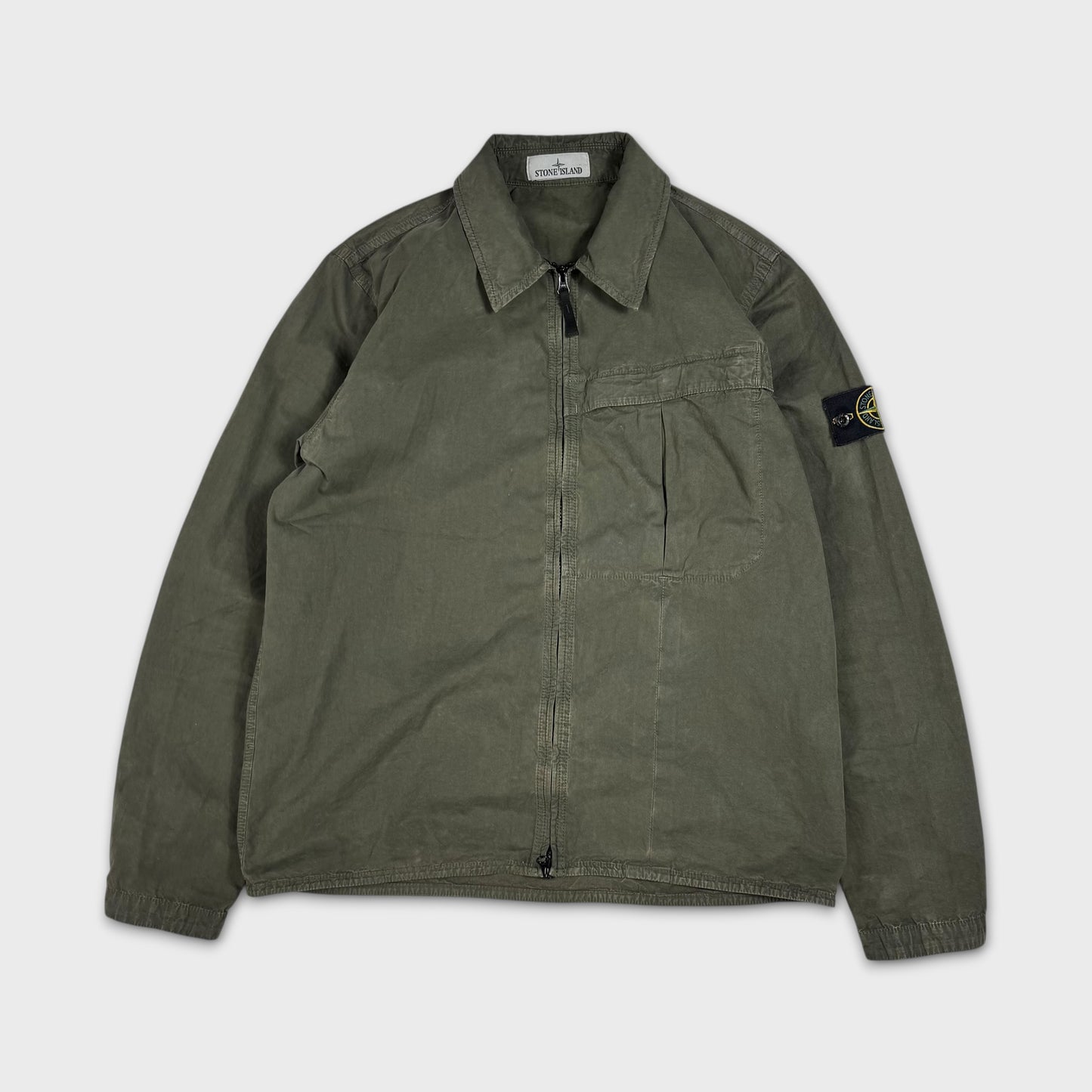 Stone Island Olive Green Full Zip Overshirt L