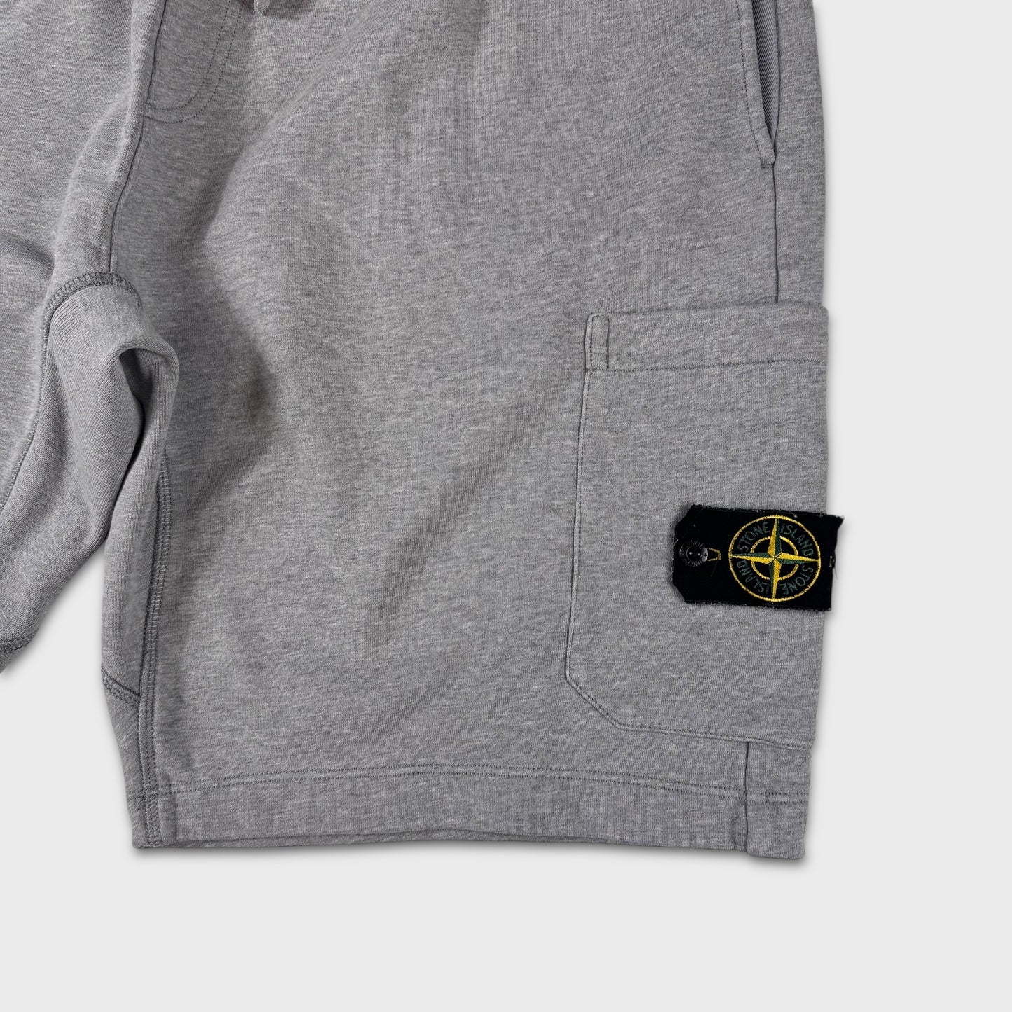 Stone Island Grey Cotton Badge Shorts 3XL