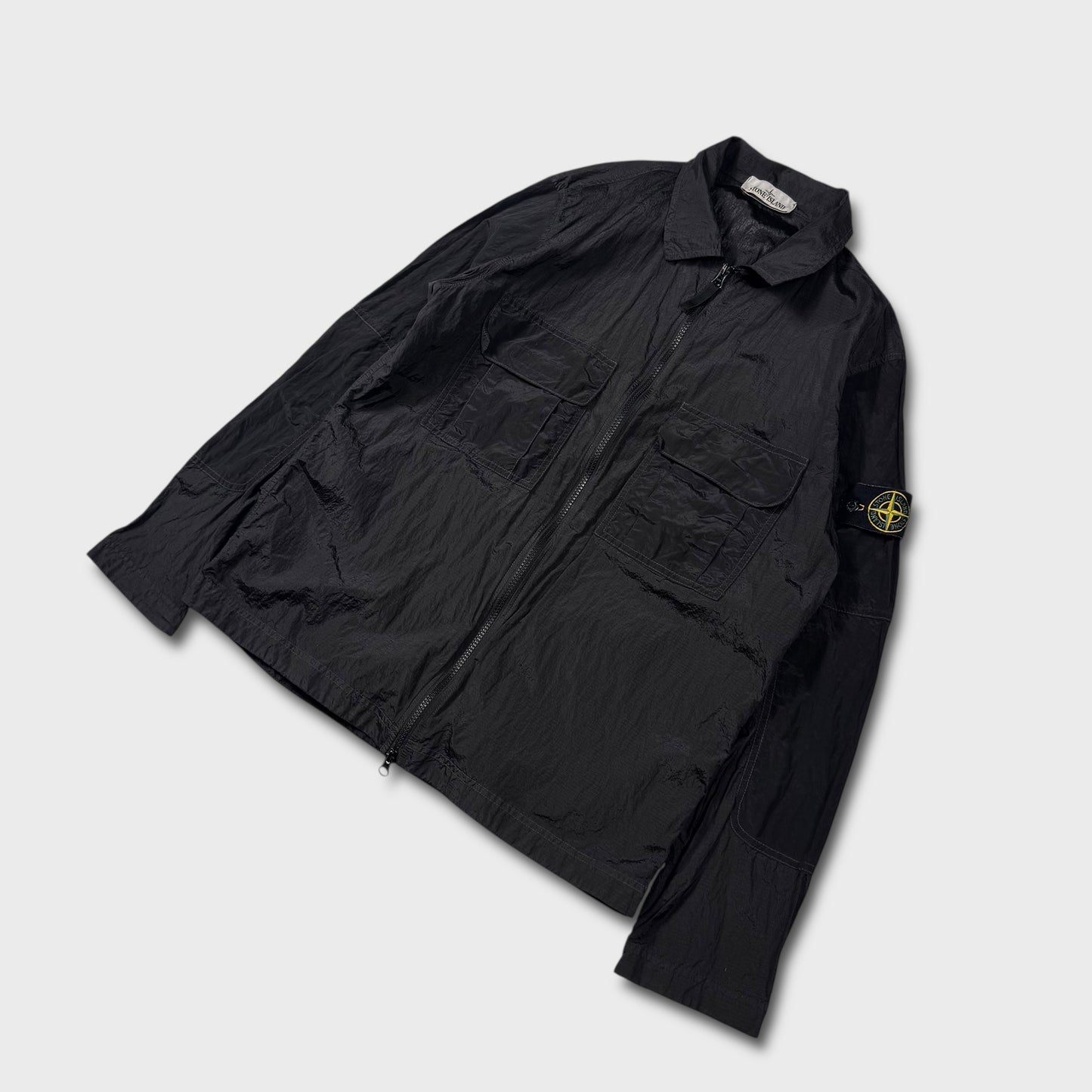 Stone Island Black Nylon Metal Ripstop Overshirt L