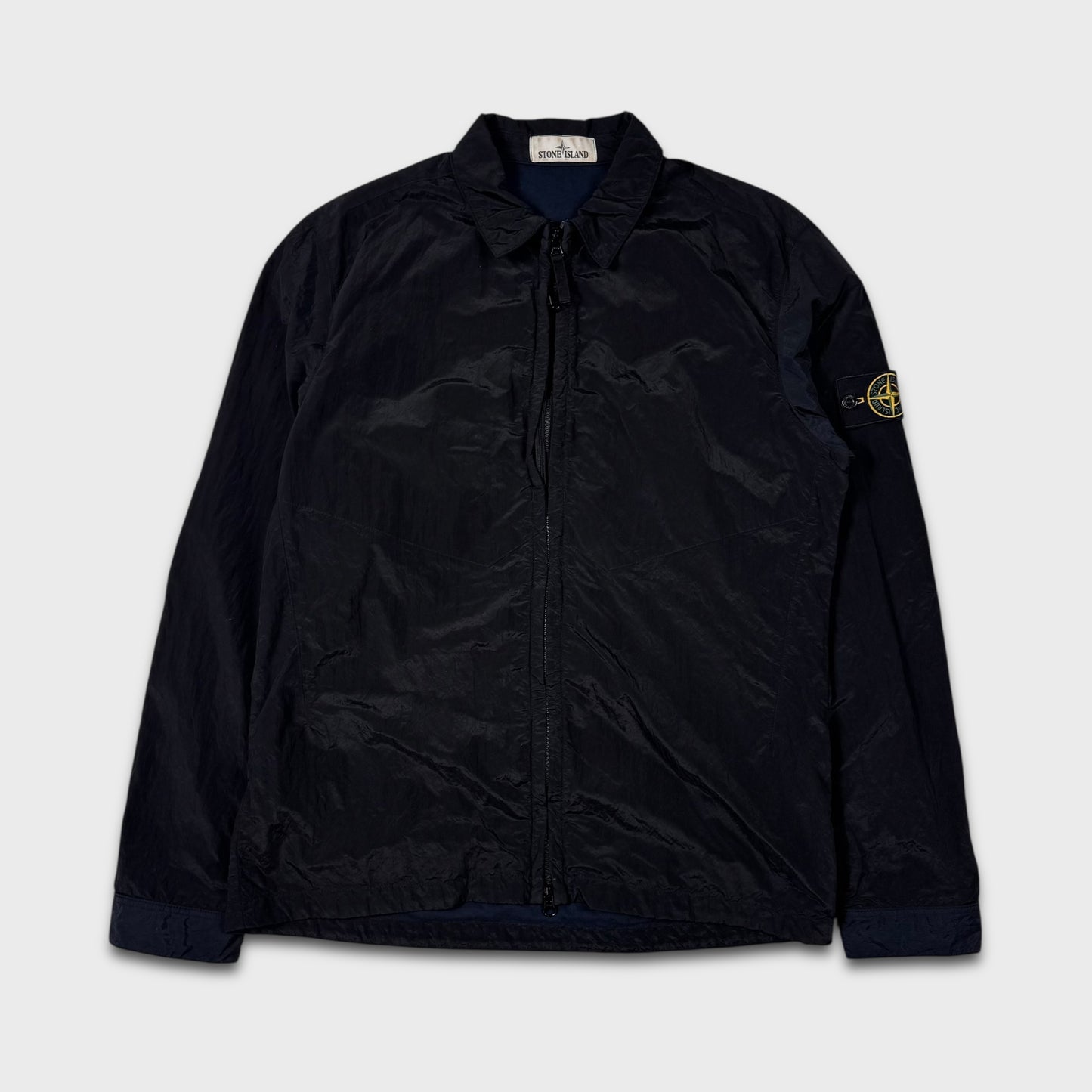 Stone Island Navy Lined Nylon Metal Overshirt L