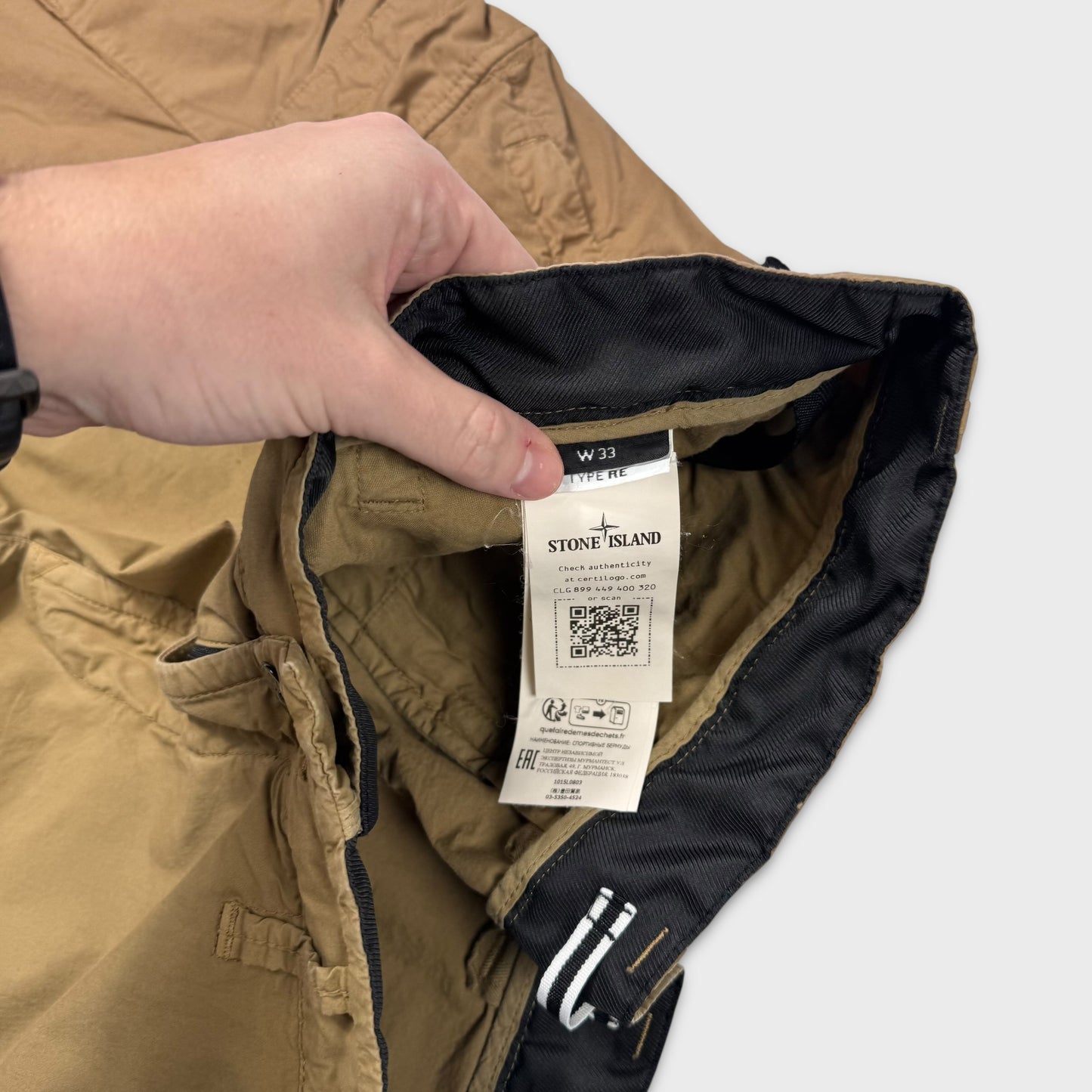 Stone Island Tan Cargo Shorts W33