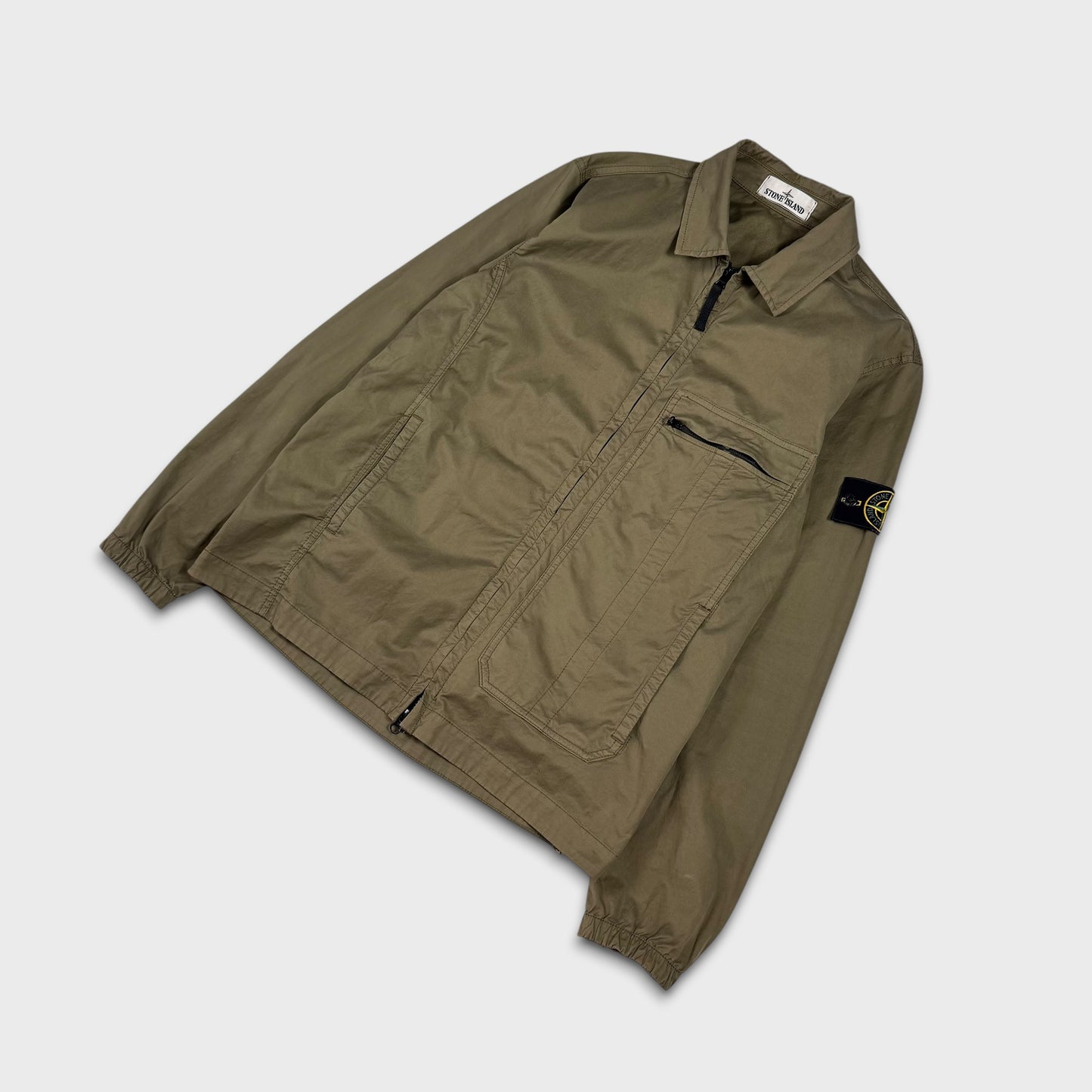 Stone Island Olive Full Zip Overshirt M