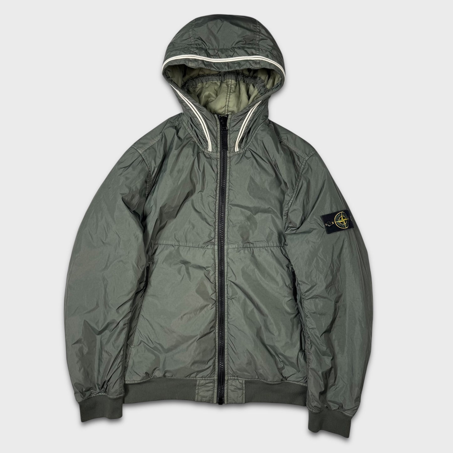 Stone Island Olive Green Crinkle Reps-NY Primaloft Puffer Jacket L