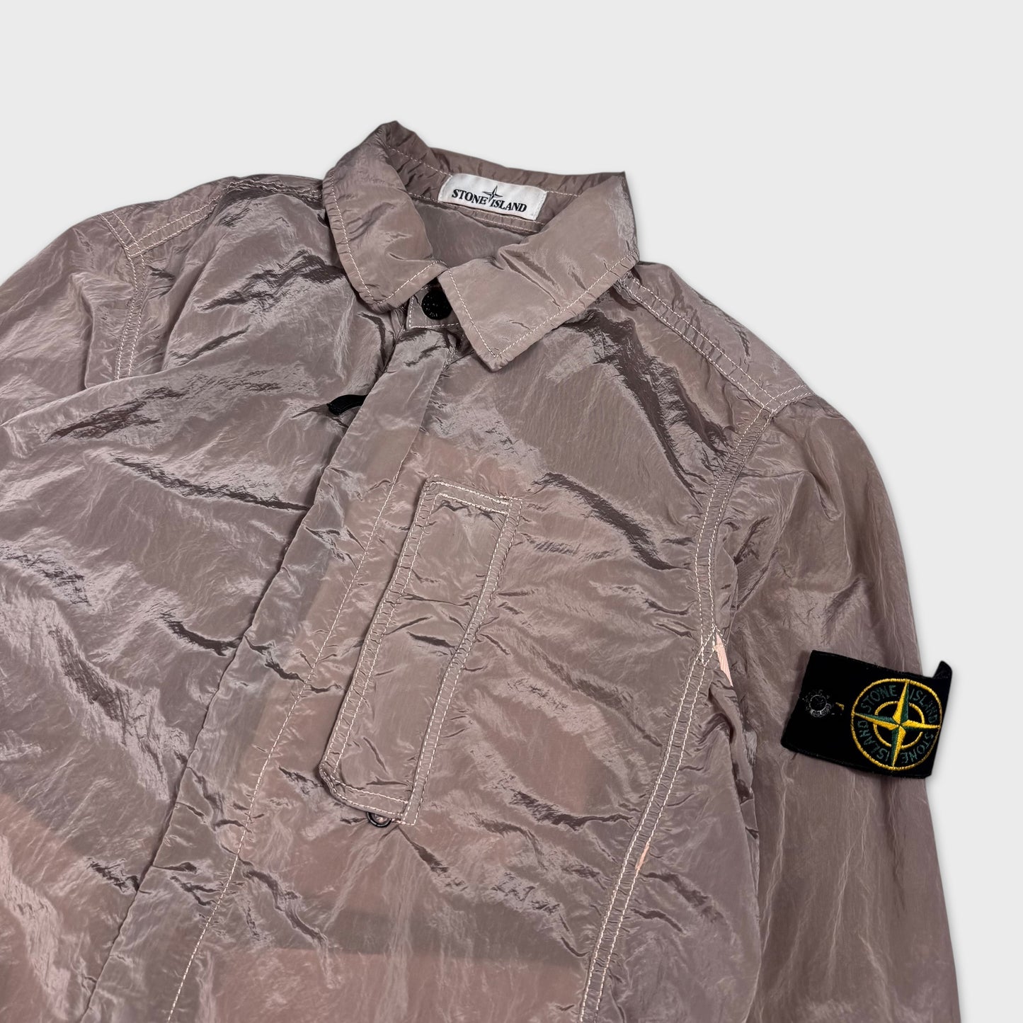 Stone Island Peach / Silver Nylon Metal Overshirt S