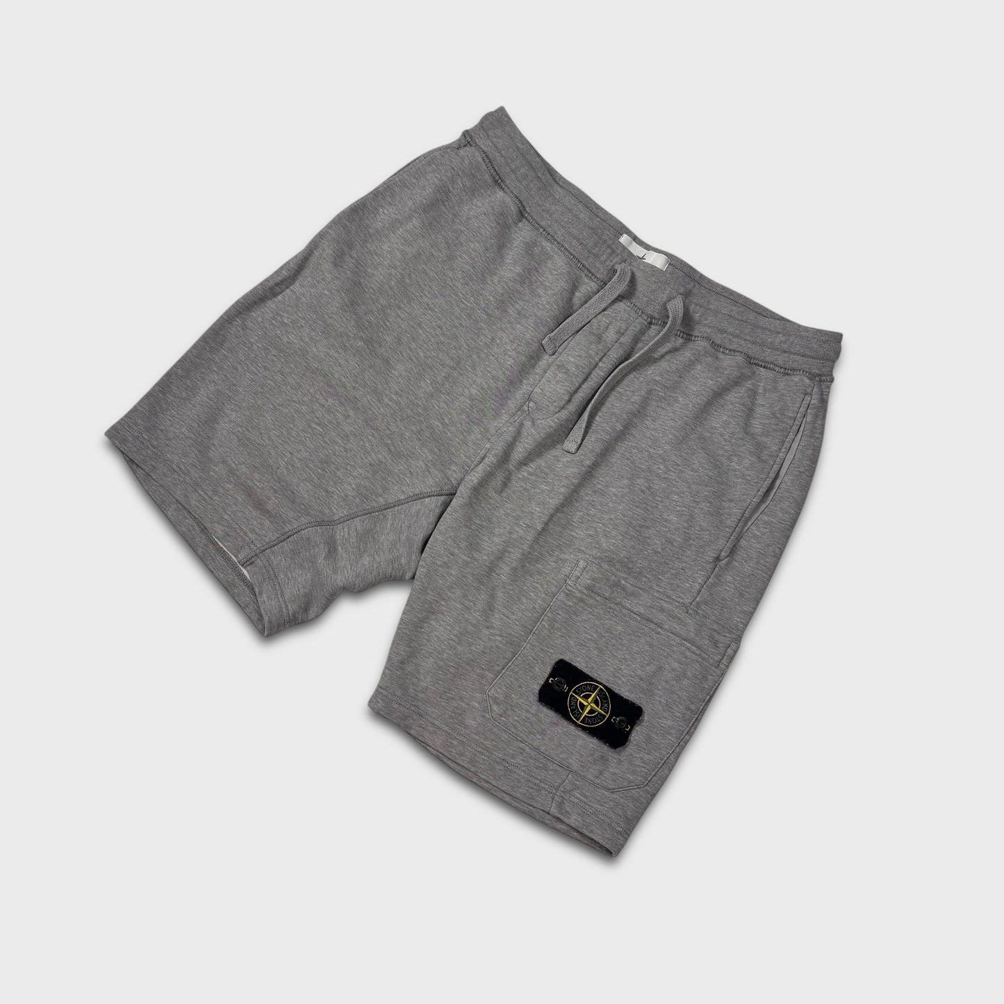 Stone Island Grey Cotton Badge Shorts L