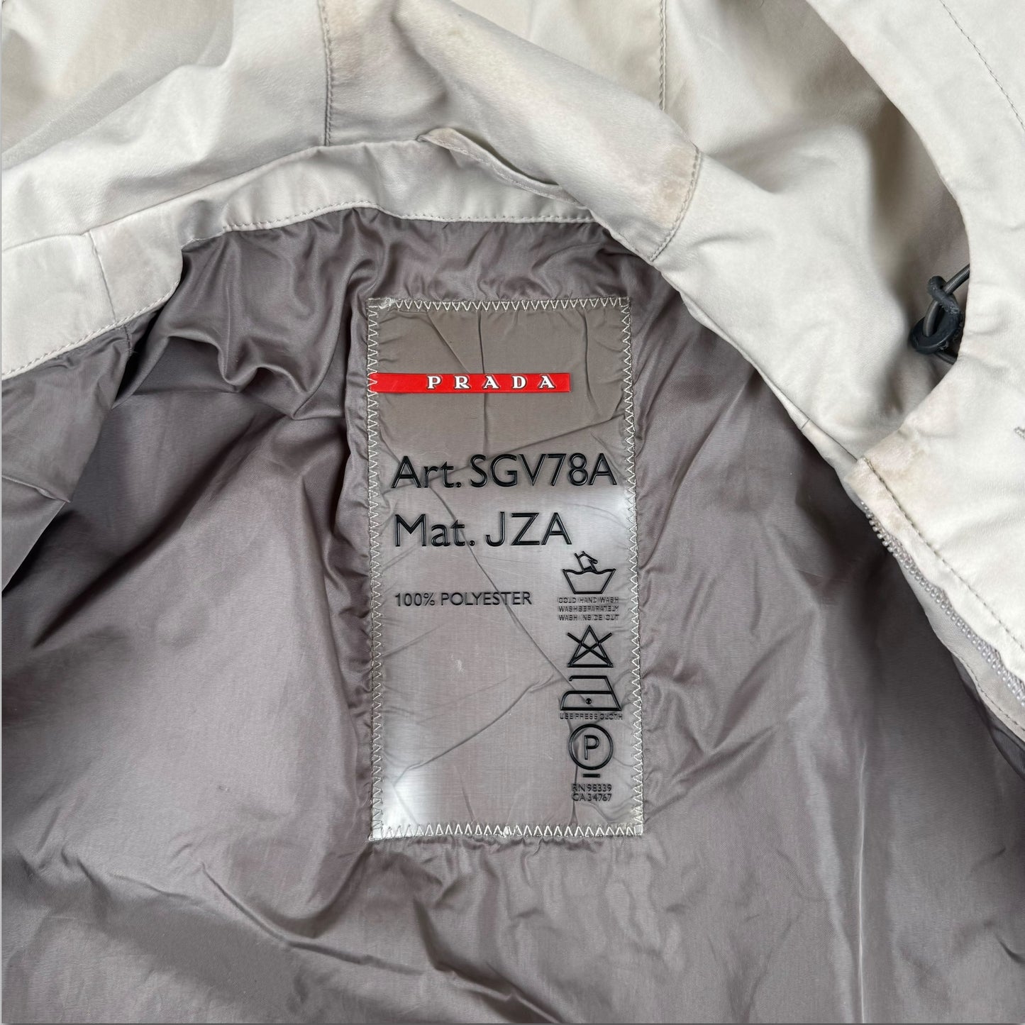 Prada Sport Goretex ‘Bone’ Nylon Mid-Length Jacket M/L