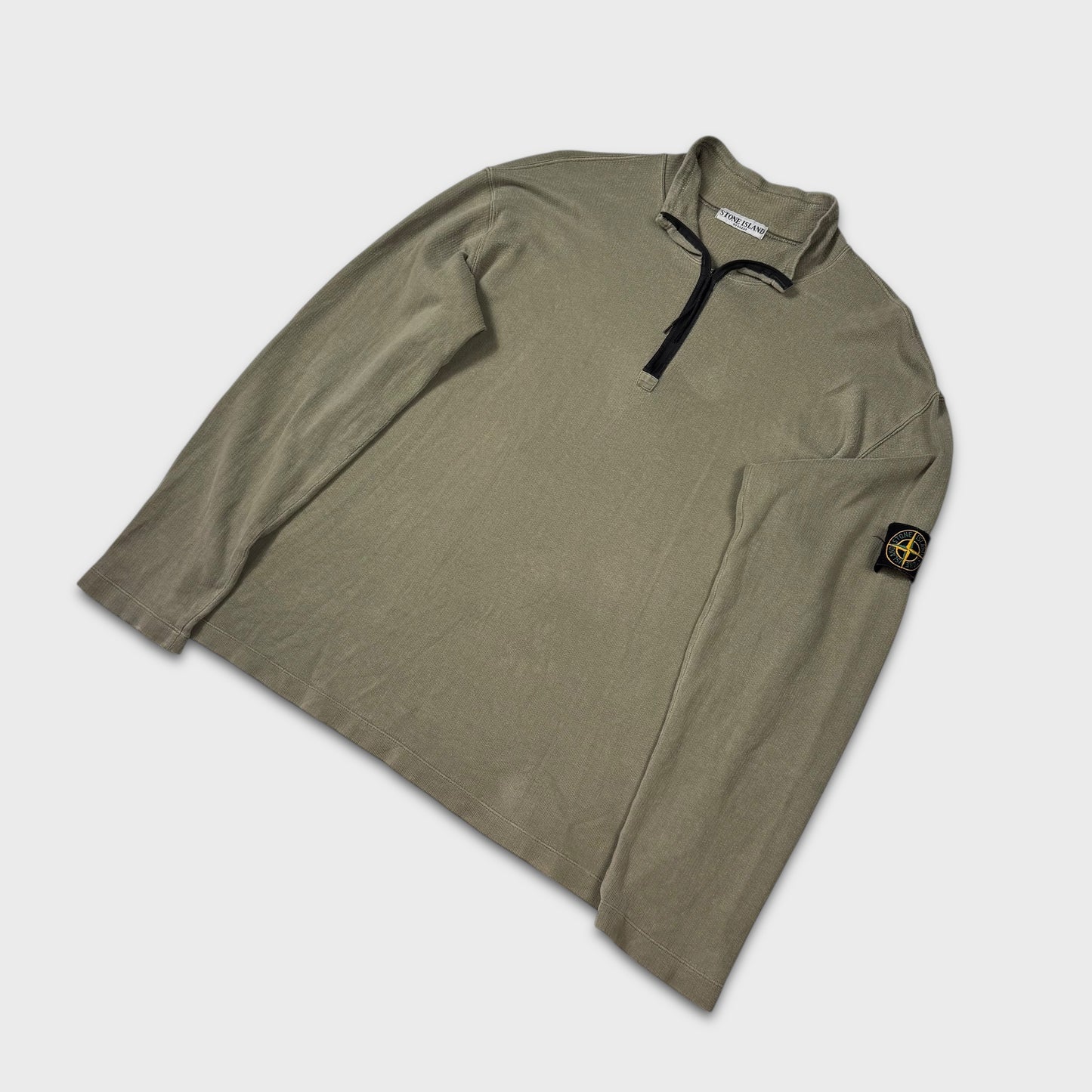 Stone Island Khaki Quarter Zip Sweatshirt XXL