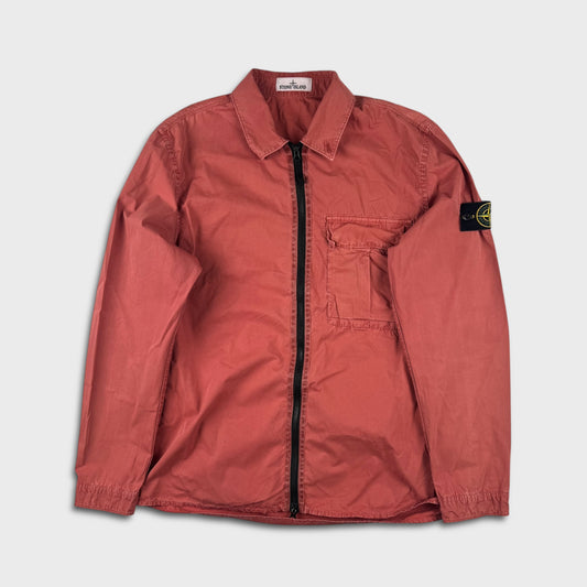 Stone Island Brick Red Full Zip Overshirt XL