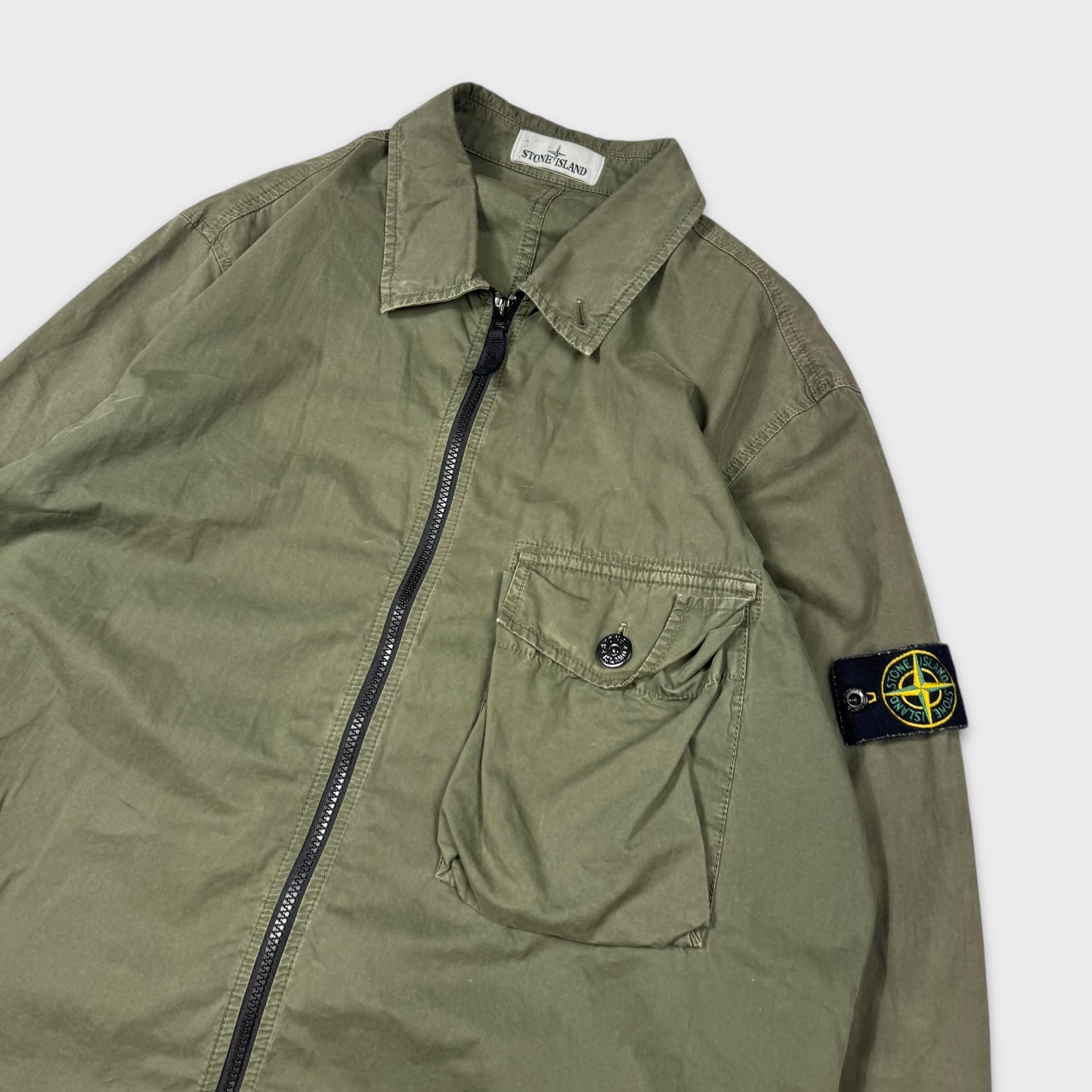 Stone Island Olive Full Zip Overshirt XL