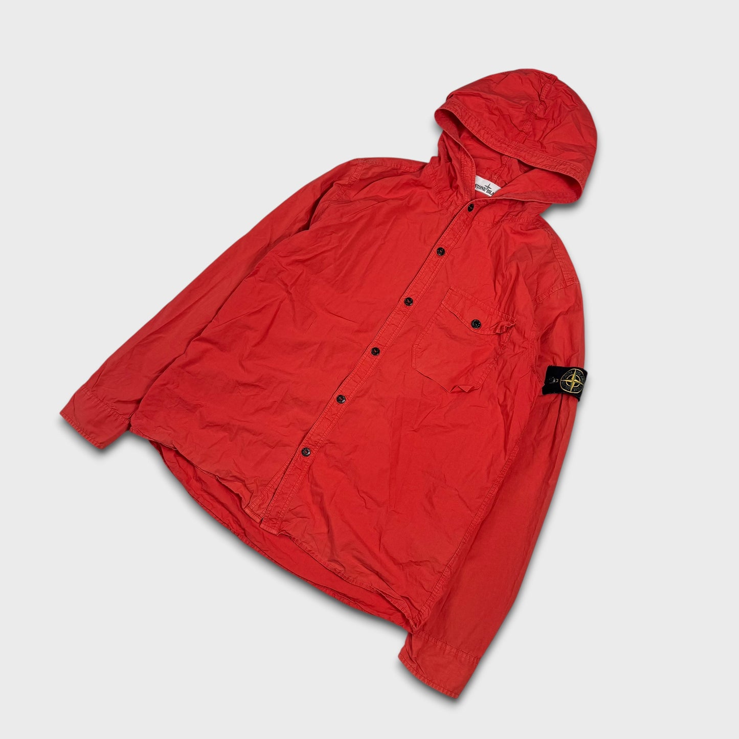Stone Island Red Parachute Hooded Overshirt XL
