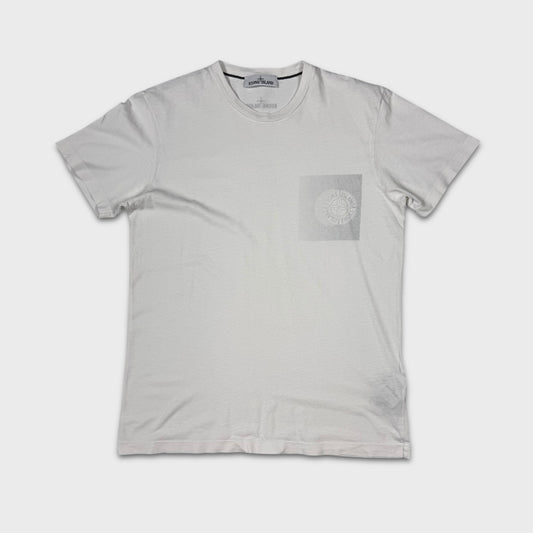 Stone Island White Graphic Logo T-Shirt L
