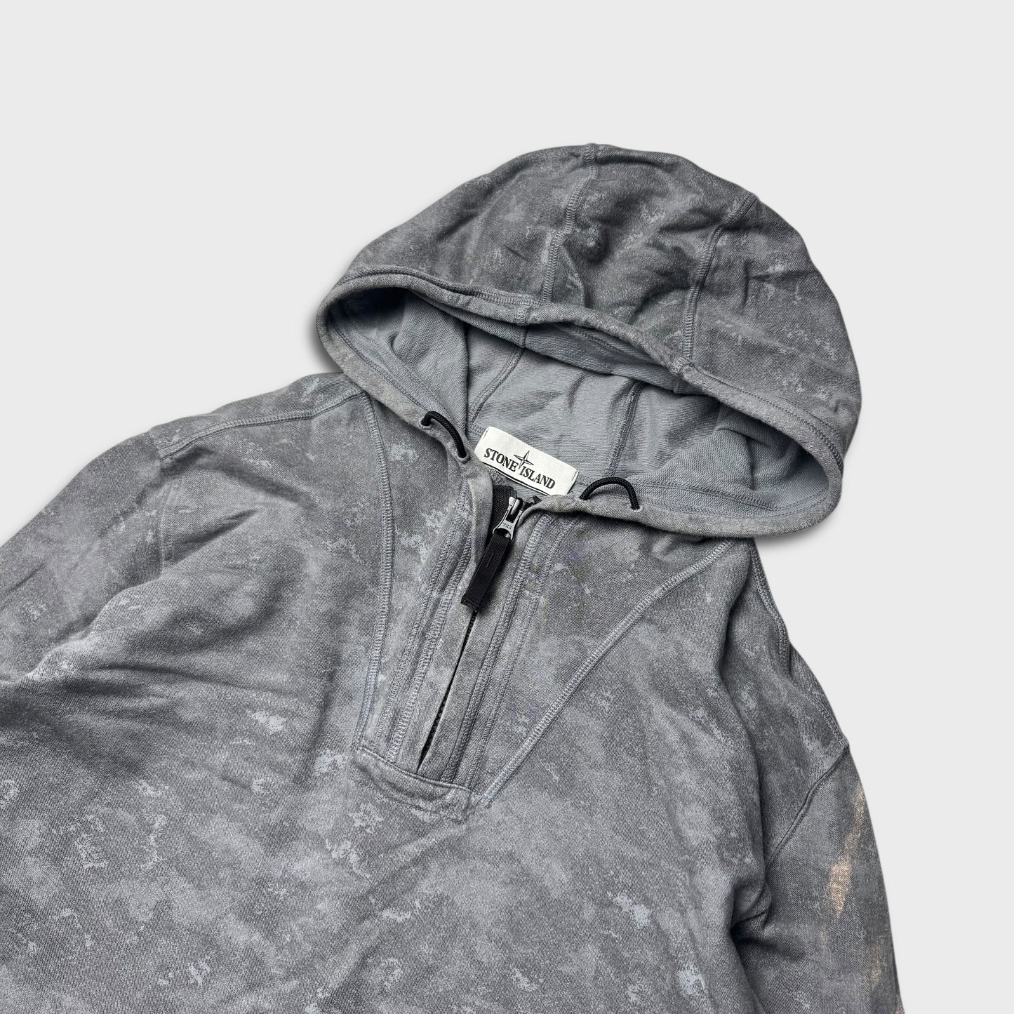 Stone Island Grey Camo 1/4 Zip Hoodie L
