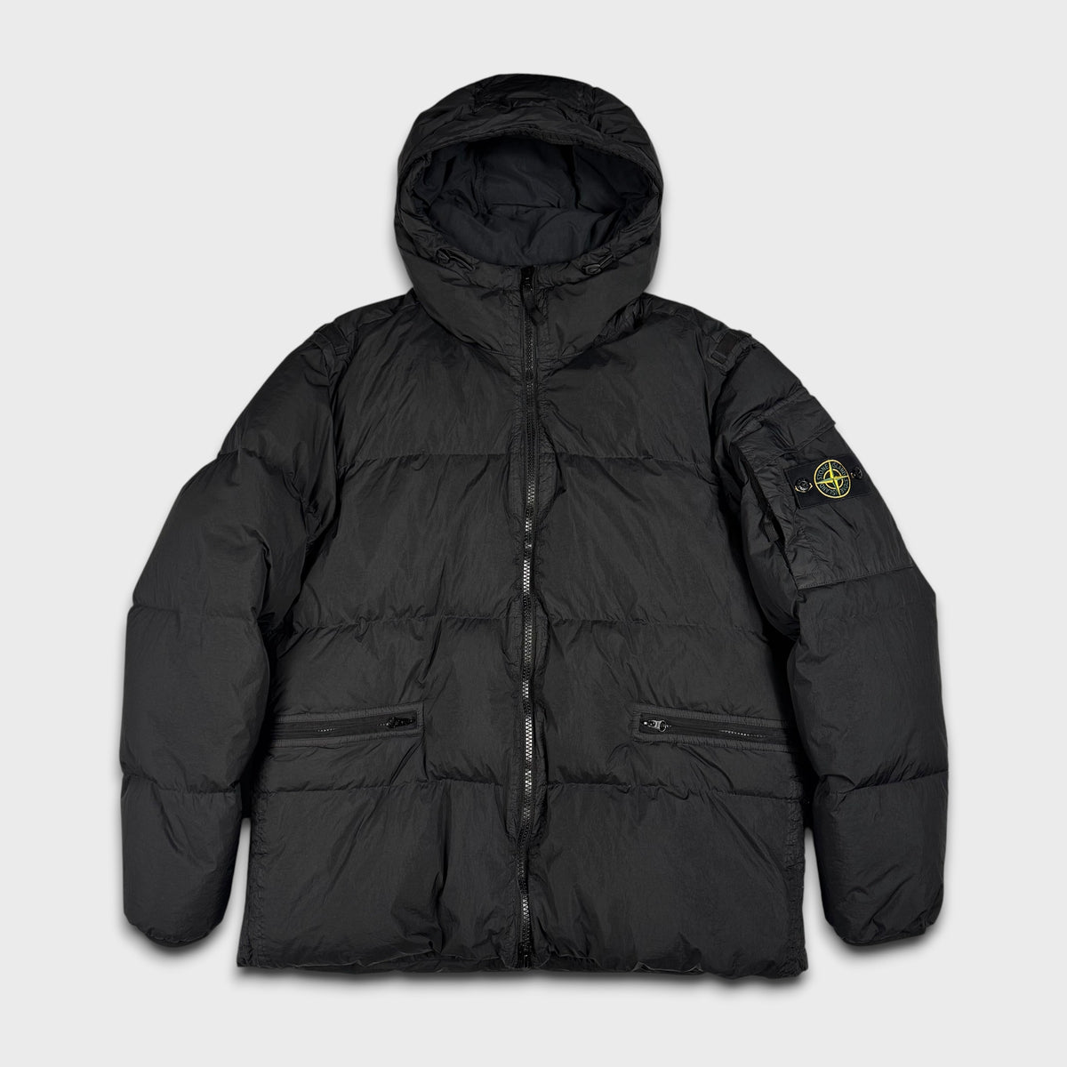 Stone Island Black Garment Dyed Crinkle Reps NY Down Puffer Jacket XL