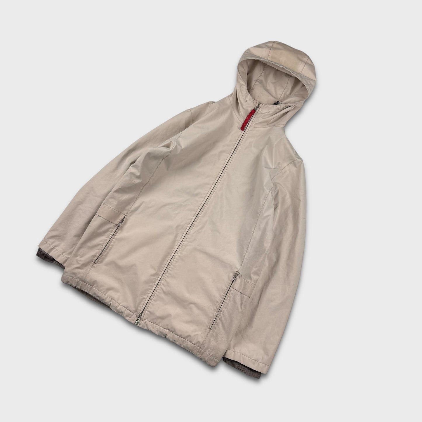 Prada Sport Goretex ‘Bone’ Nylon Mid-Length Jacket M/L