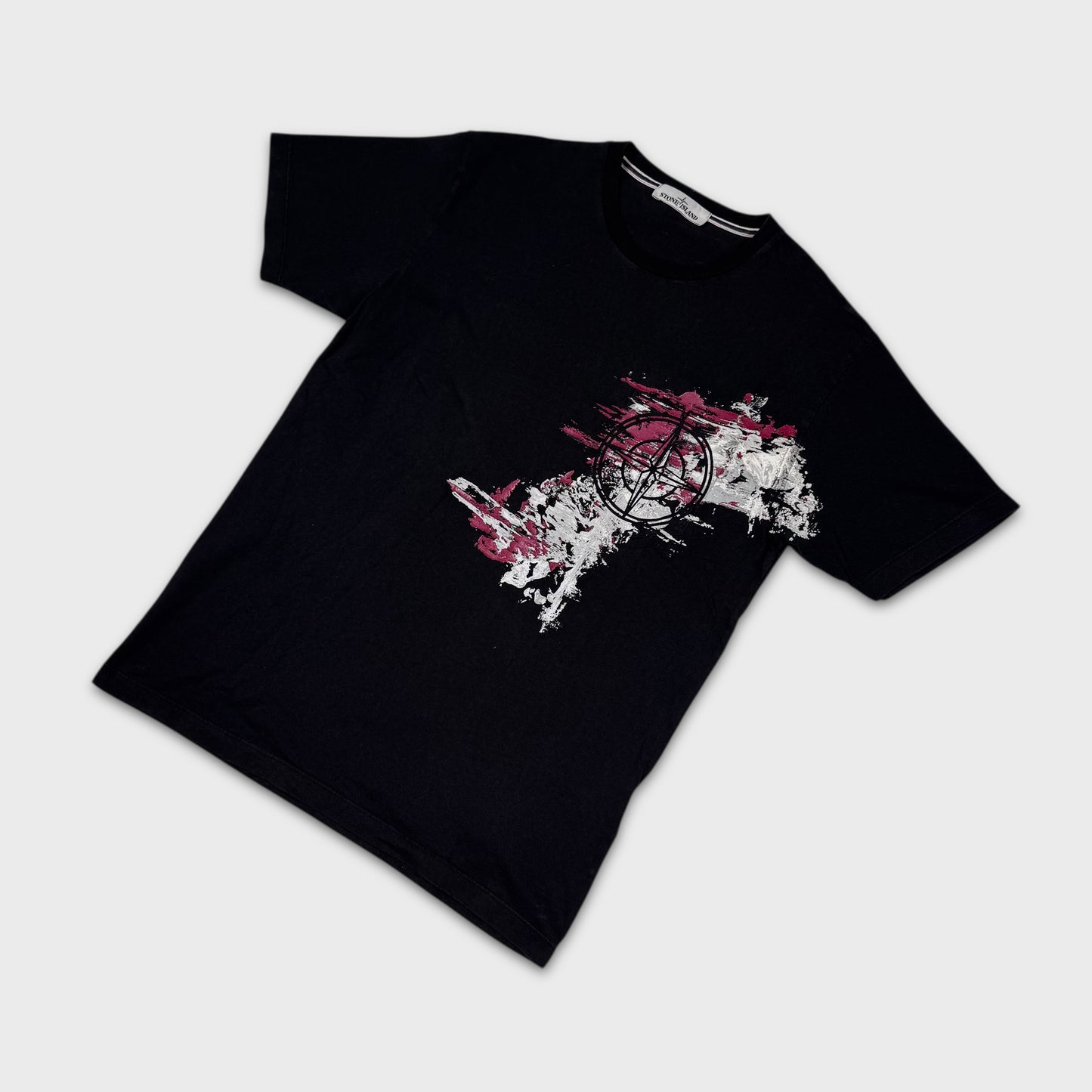Stone Island Black Graphic Logo T-Shirt L
