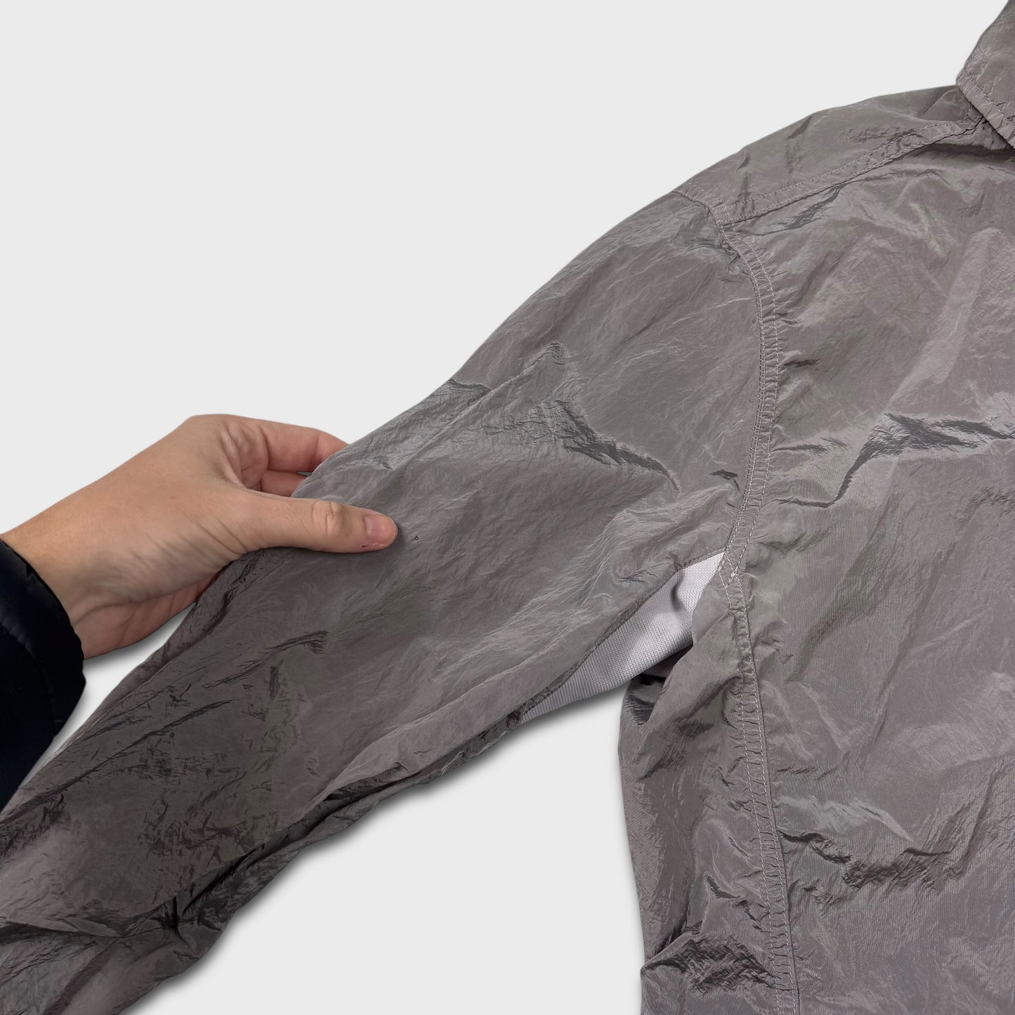 Stone Island Silver Nylon Metal Overshirt L