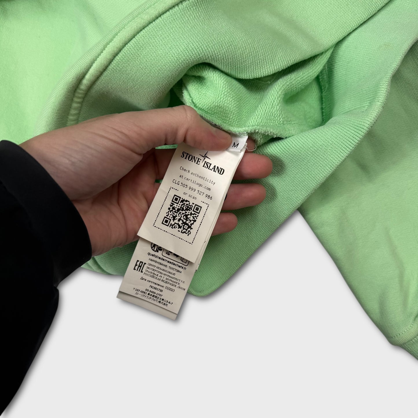 Stone Island Lime Green Pullover Hoodie M