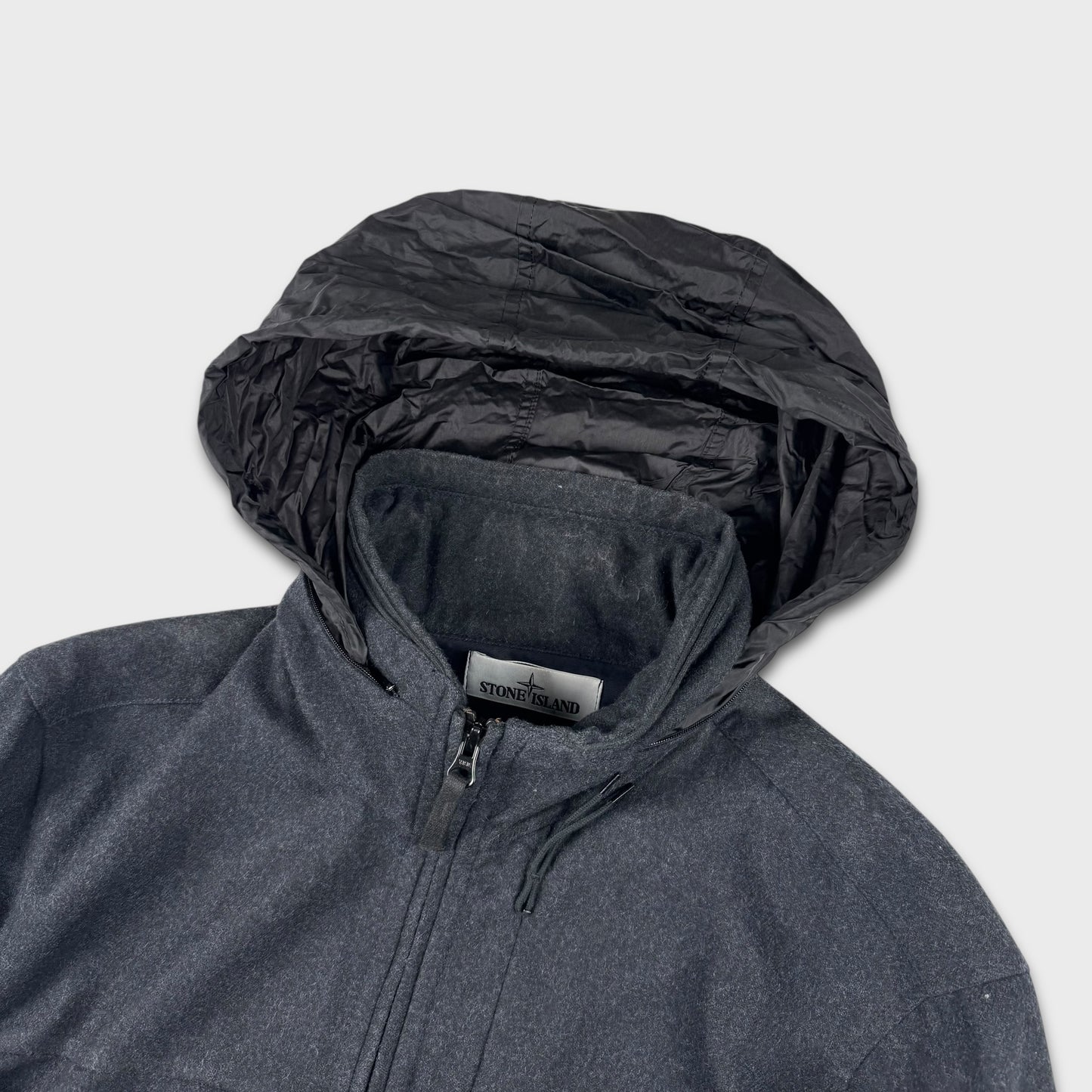 Stone Island Woolen Soft Shell Jacket w/ Nylon Hood XL