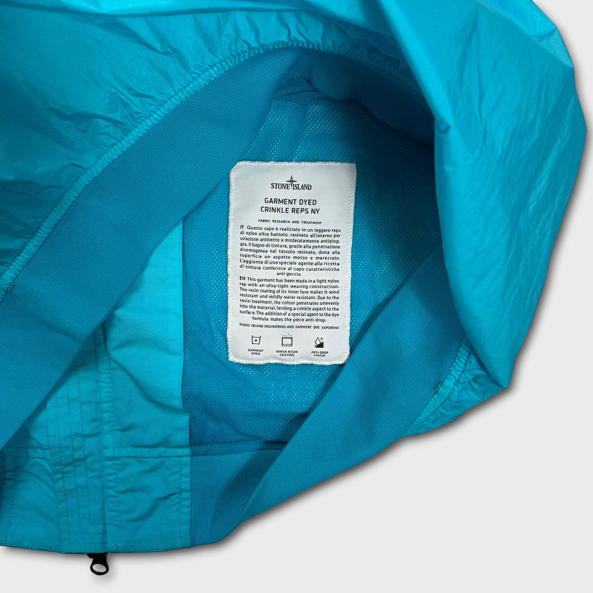 Stone Island Aqua Garment Dyed Crinkle Reps NY Jacket M