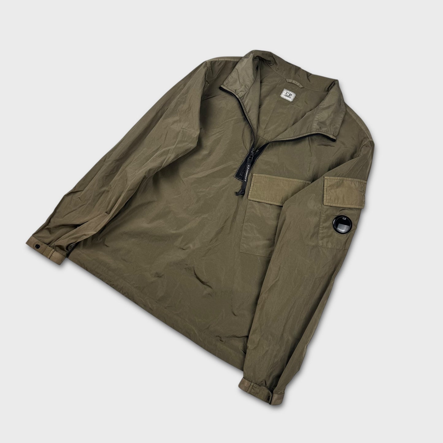 CP Company Olive Nylon Lens Quarter Zip Jacket M