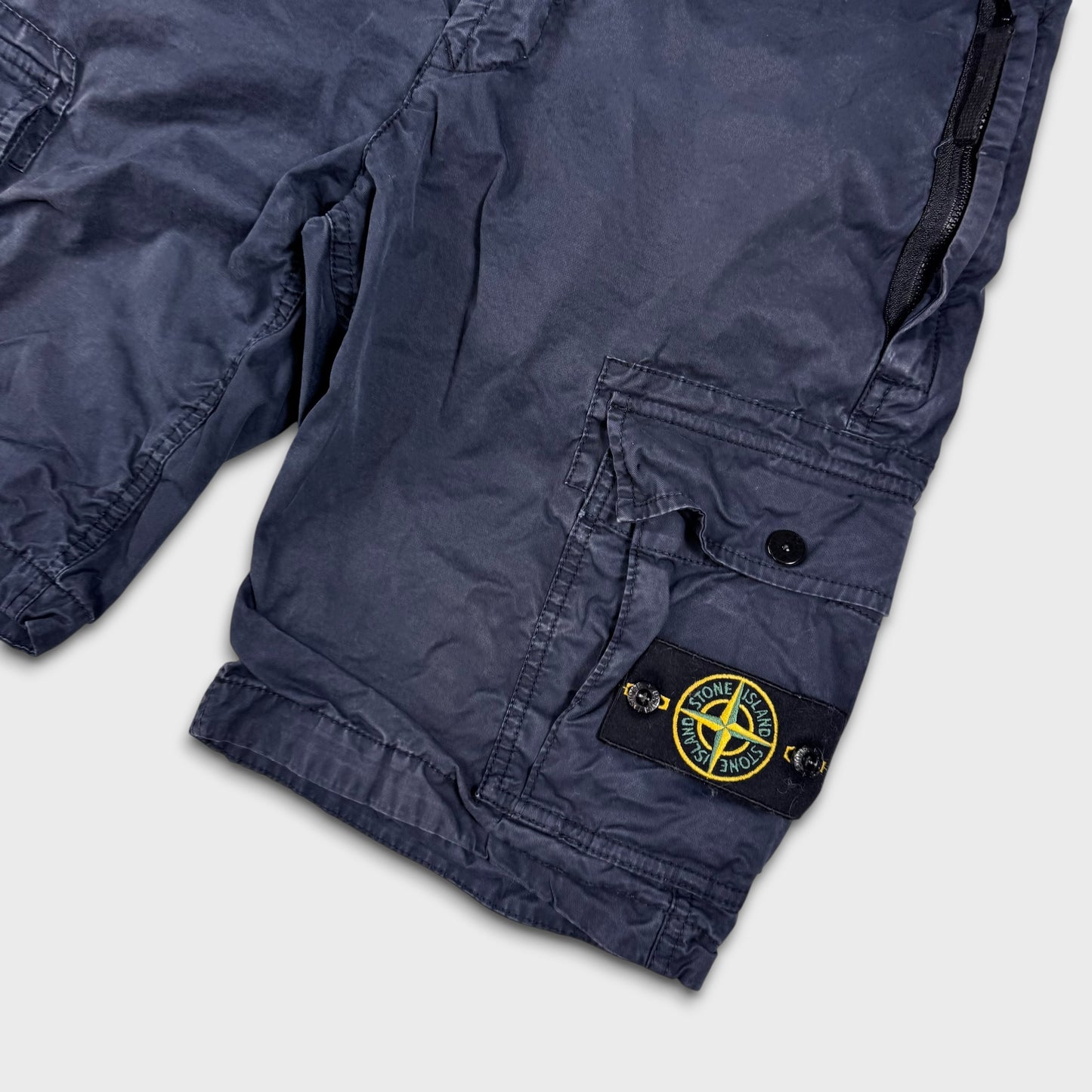 Stone Island Navy Tela Cargo Shorts W32