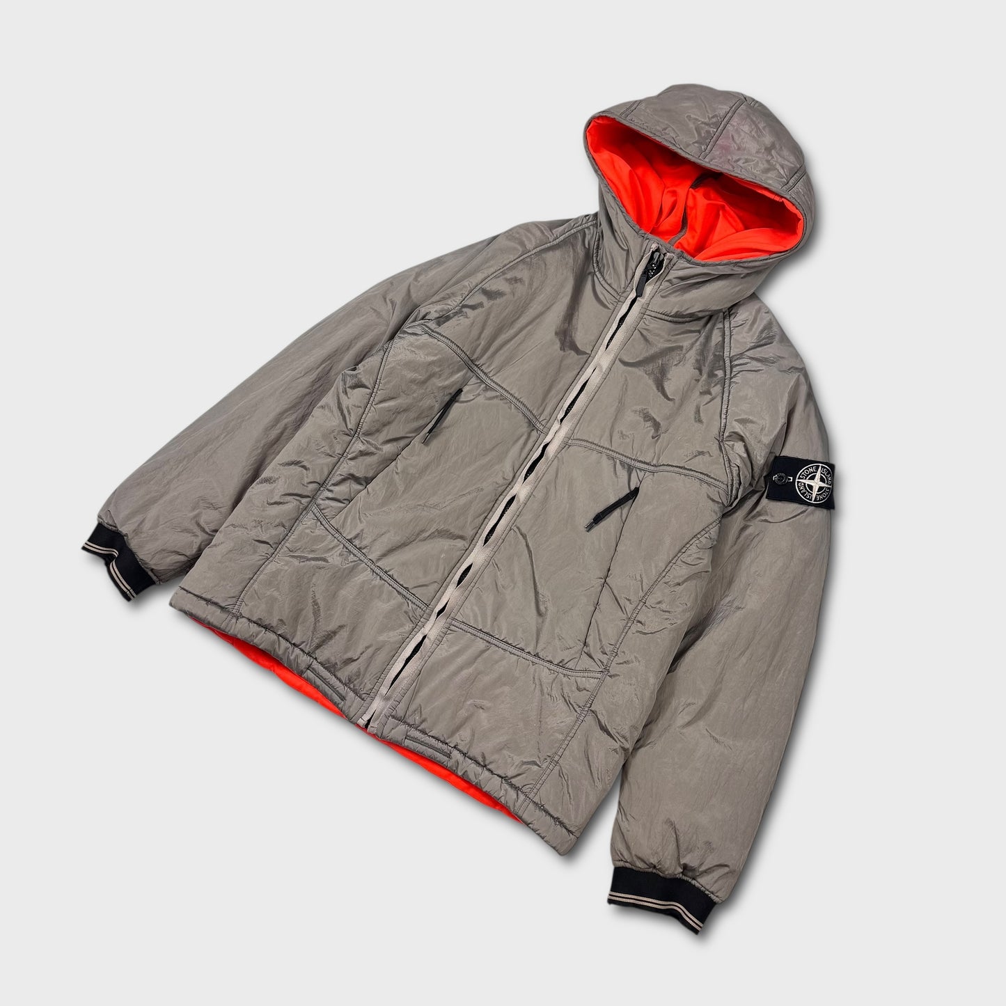 Stone Island 2007 Reversible Orange / Nylon Metal Puffer Jacket S