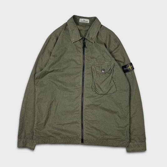 Stone Island Olive Full Zip Overshirt XL
