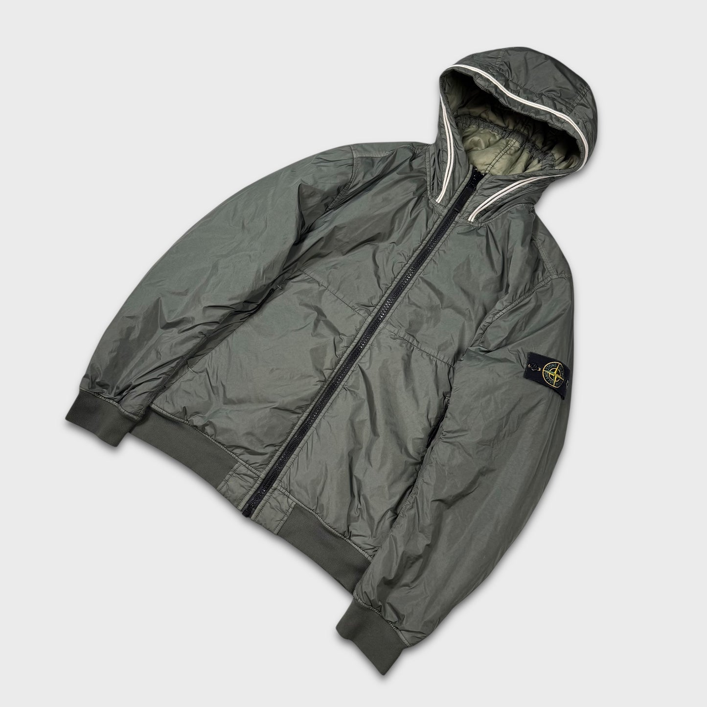 Stone Island Olive Green Crinkle Reps-NY Primaloft Puffer Jacket L