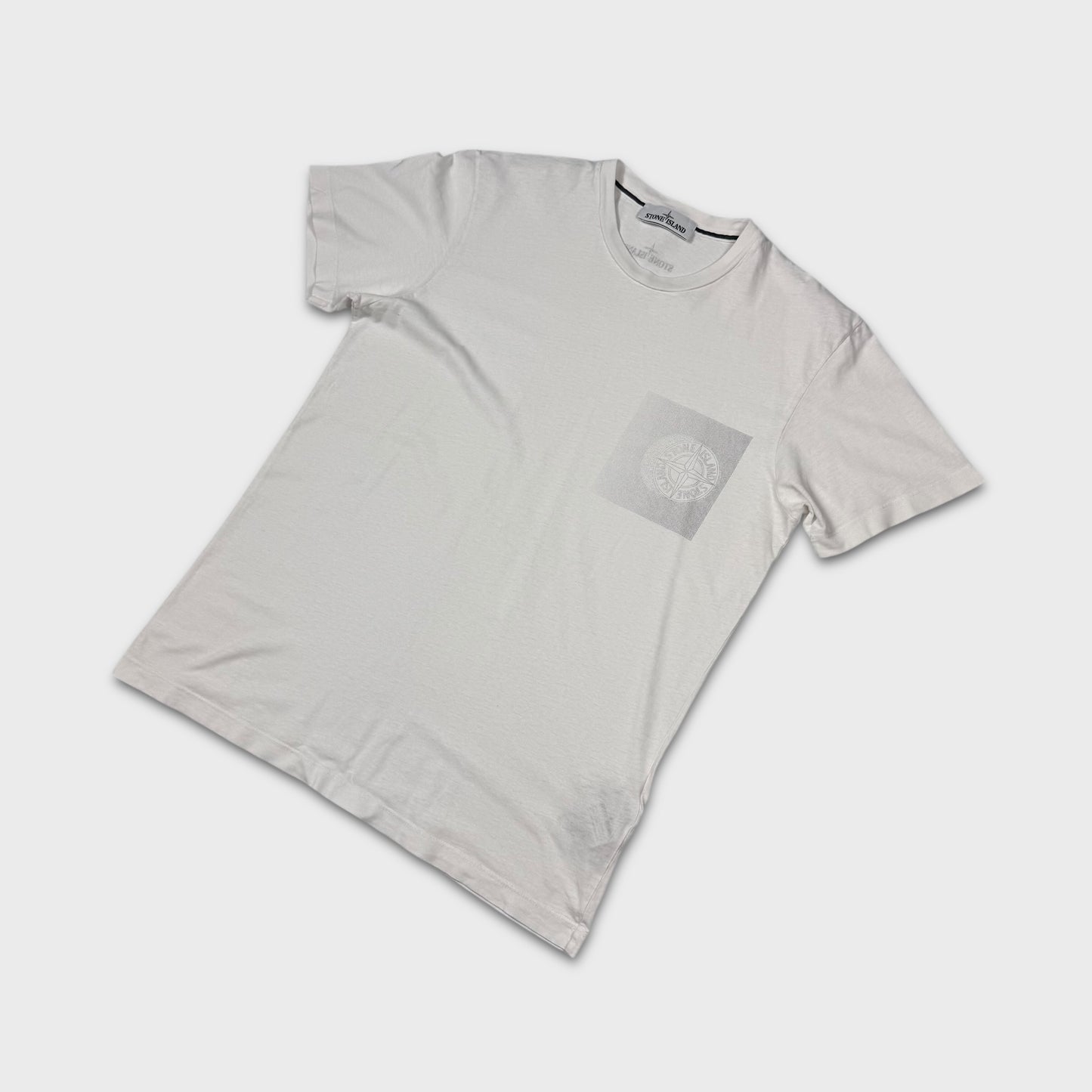 Stone Island White Graphic Logo T-Shirt L