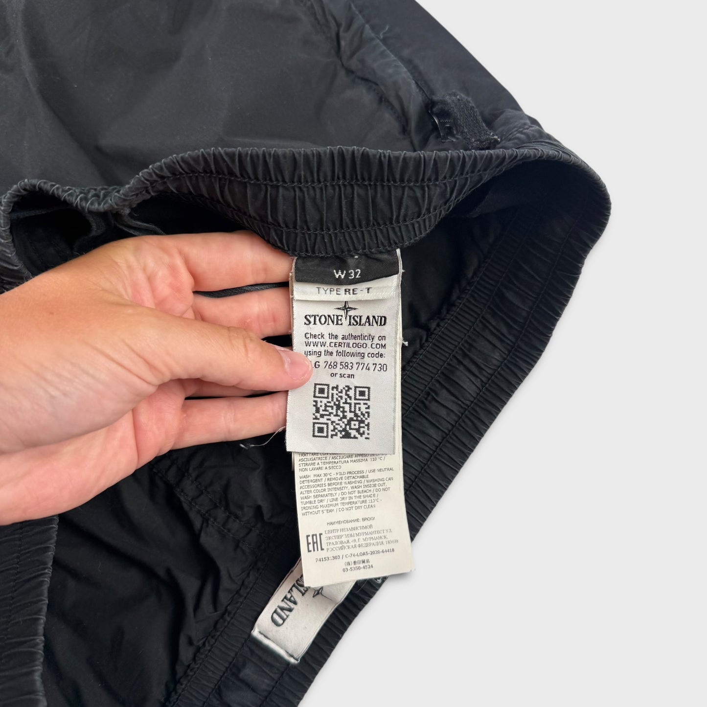 Stone Island Black Tela Cargo Pants W32