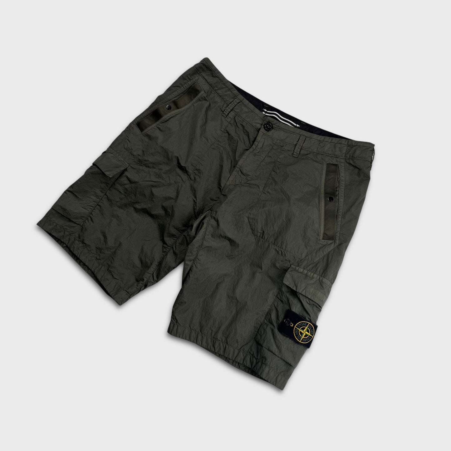 Stone Island Nylon Seersucker Cargo Shorts W33