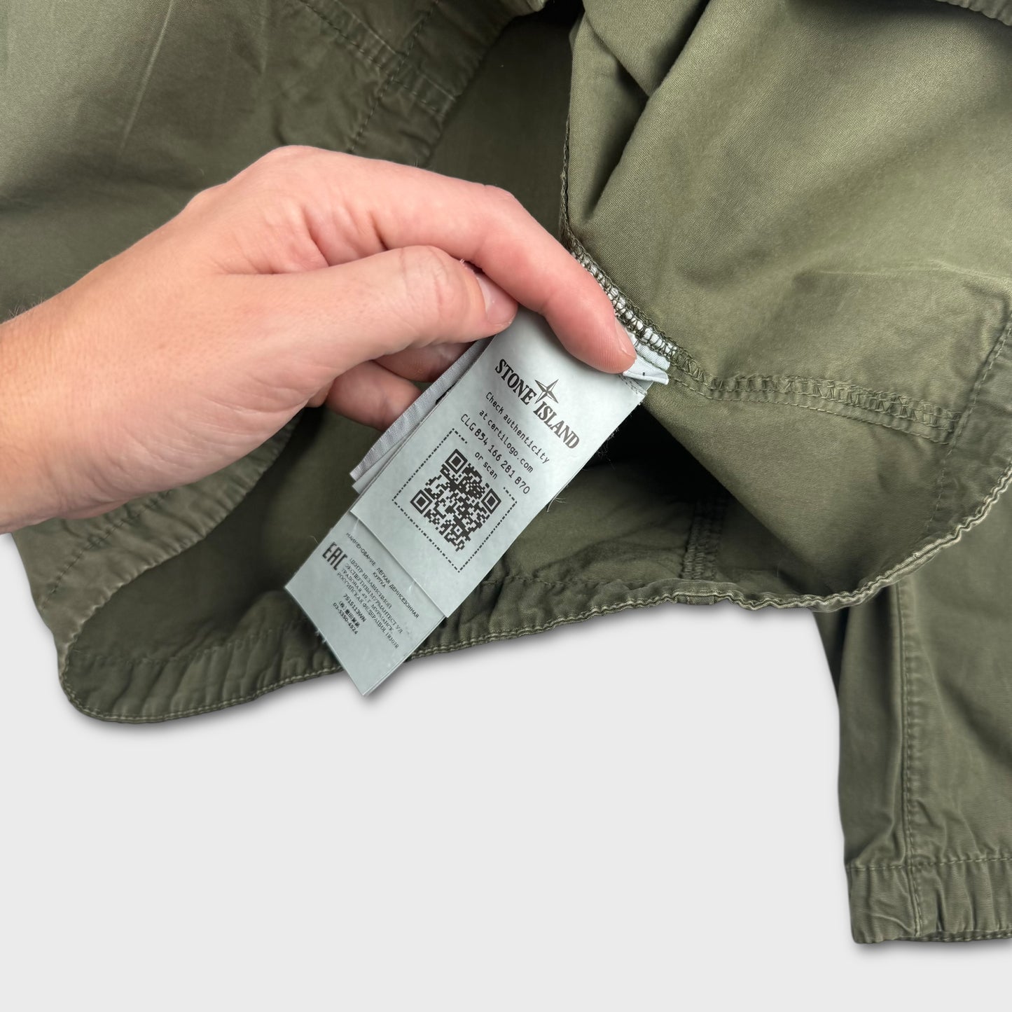 Stone Island Olive Full Zip Overshirt L