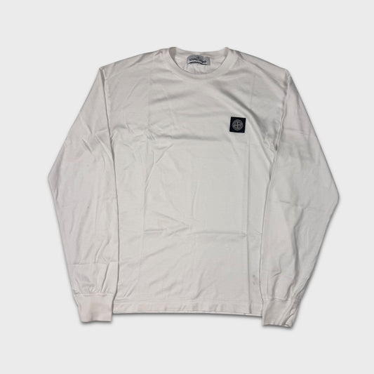 Stone Island White Longsleeve Compass Logo T-Shirt M