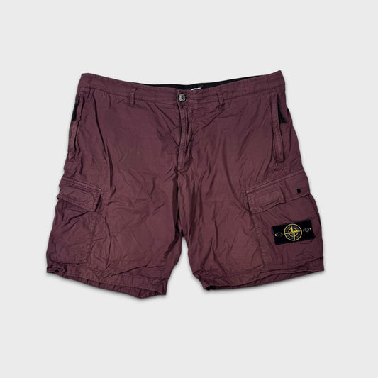 Stone Island Burgundy Tela Cargo Shorts W40