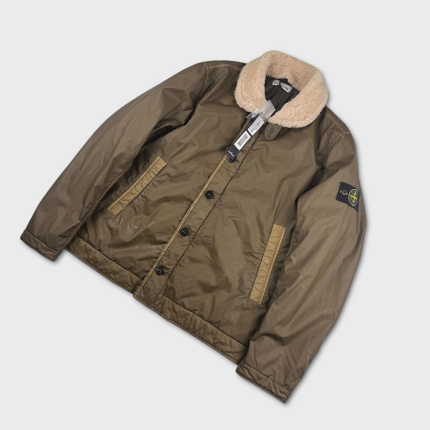 Stone Island Olive Mussola Gommata Flight Jacket XXL