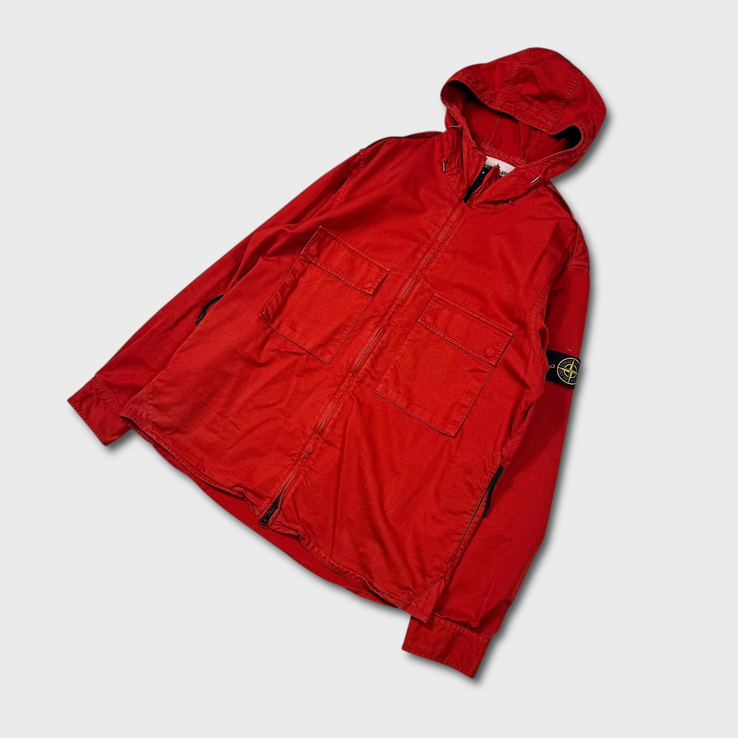 Stone Island Red Cotton Canvas Jacket XXL