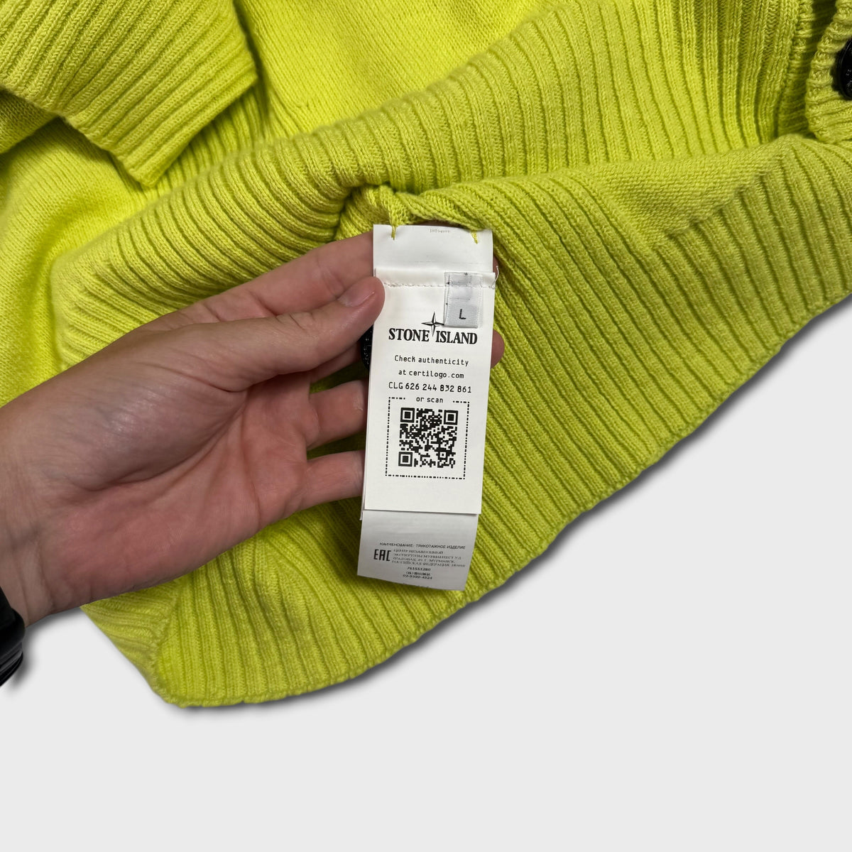 Stone Island Acid Green Cardigan L